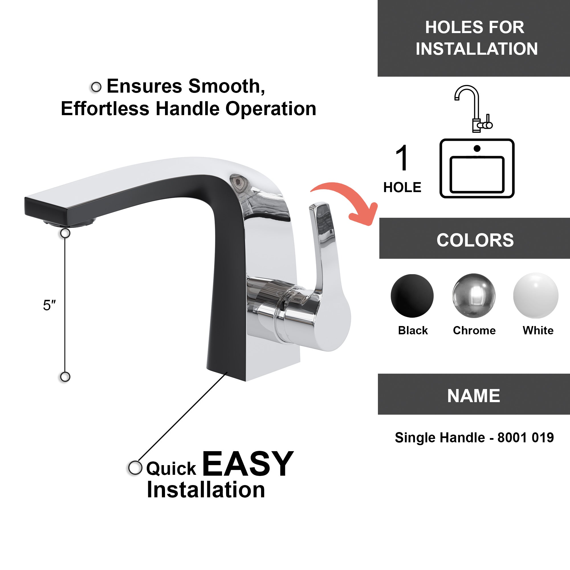Single Handle Lavatory Faucet - 8001 019
