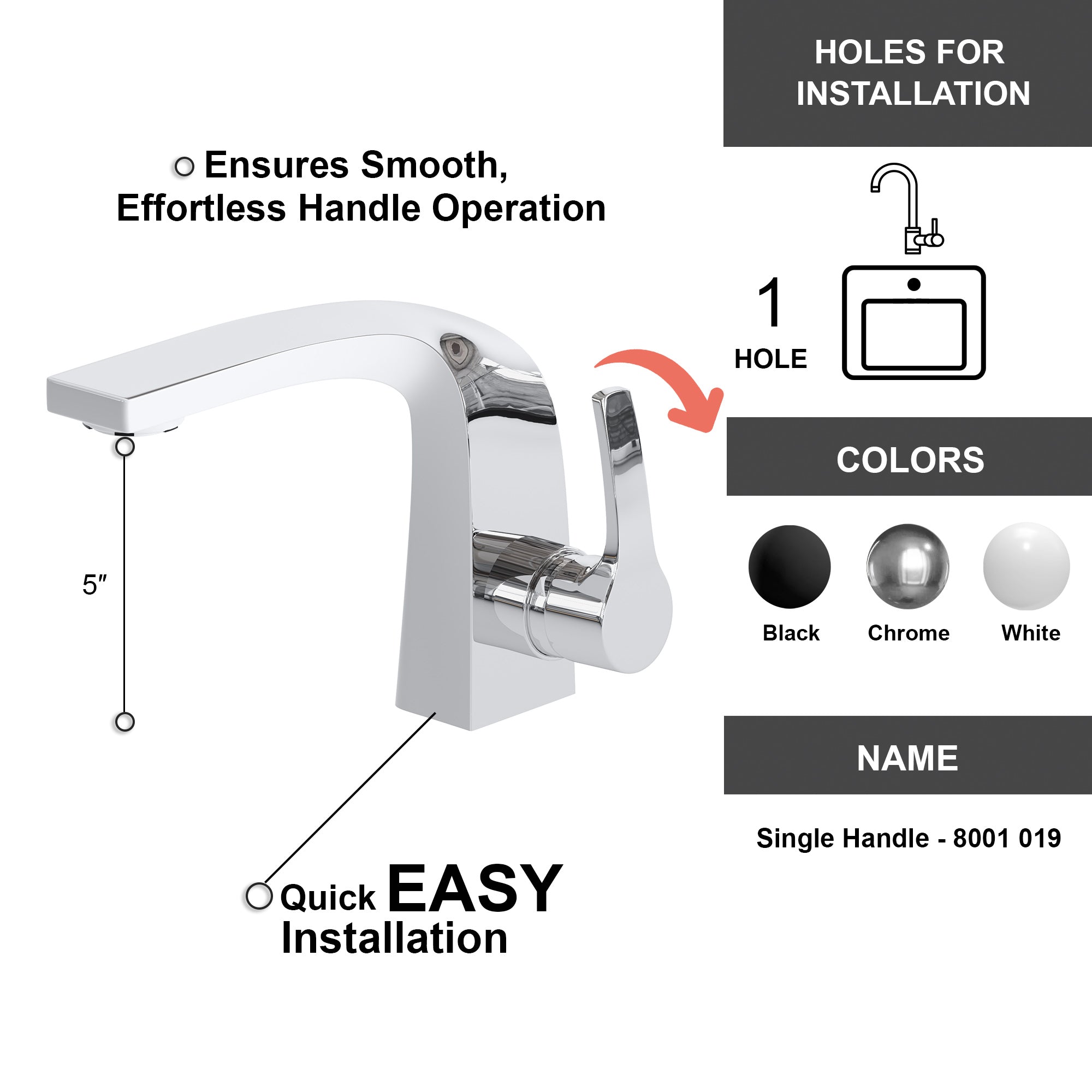 Single Handle Lavatory Faucet - 8001 019