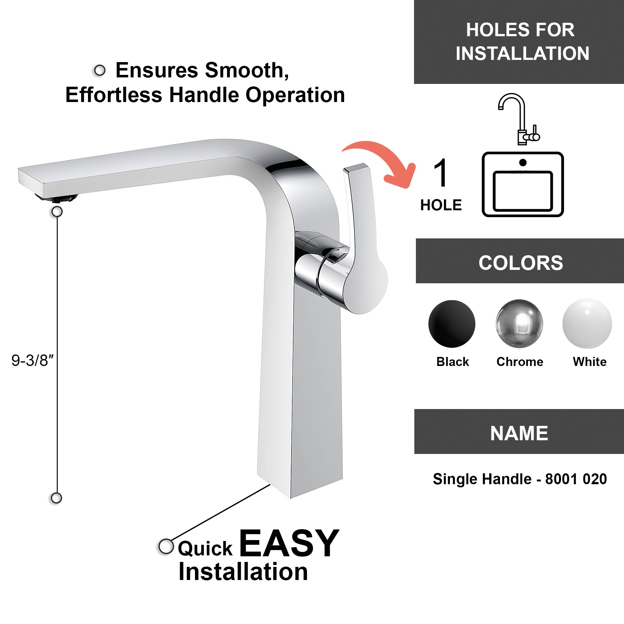 Single Handle Lavatory Faucet - 8001 020