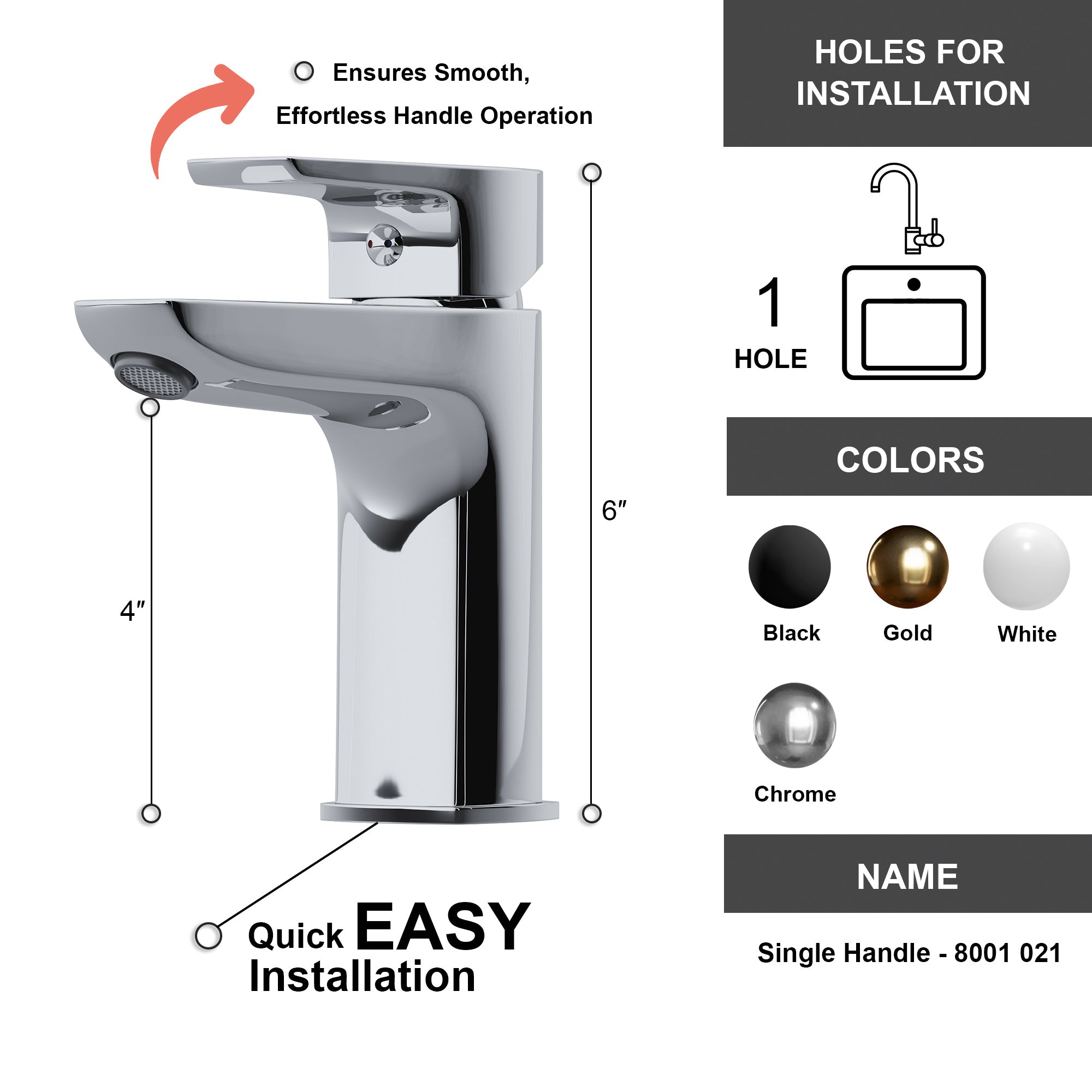 Single Handle Lavatory Faucet - 8001 021