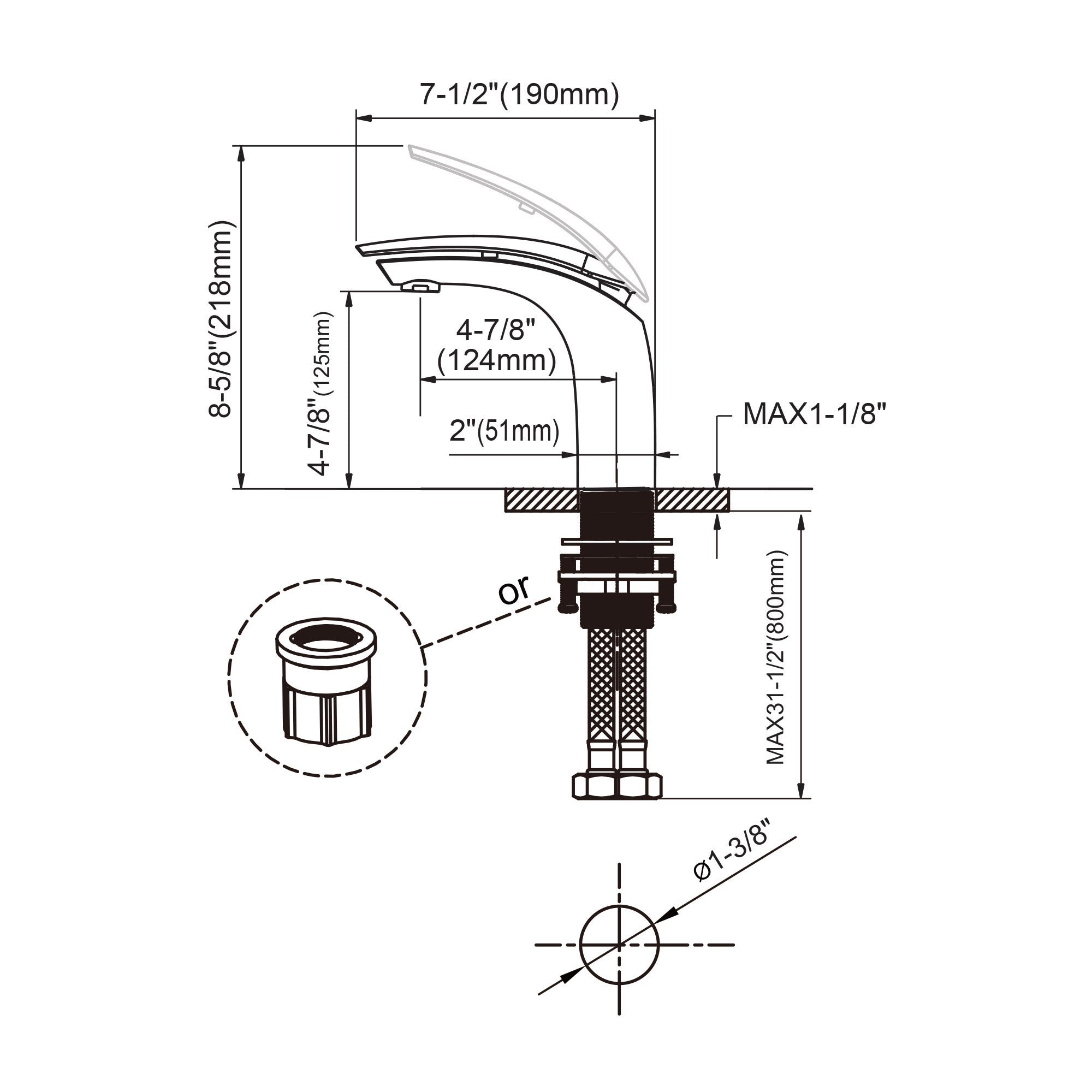Single Handle Lavatory Faucet - 8001 017