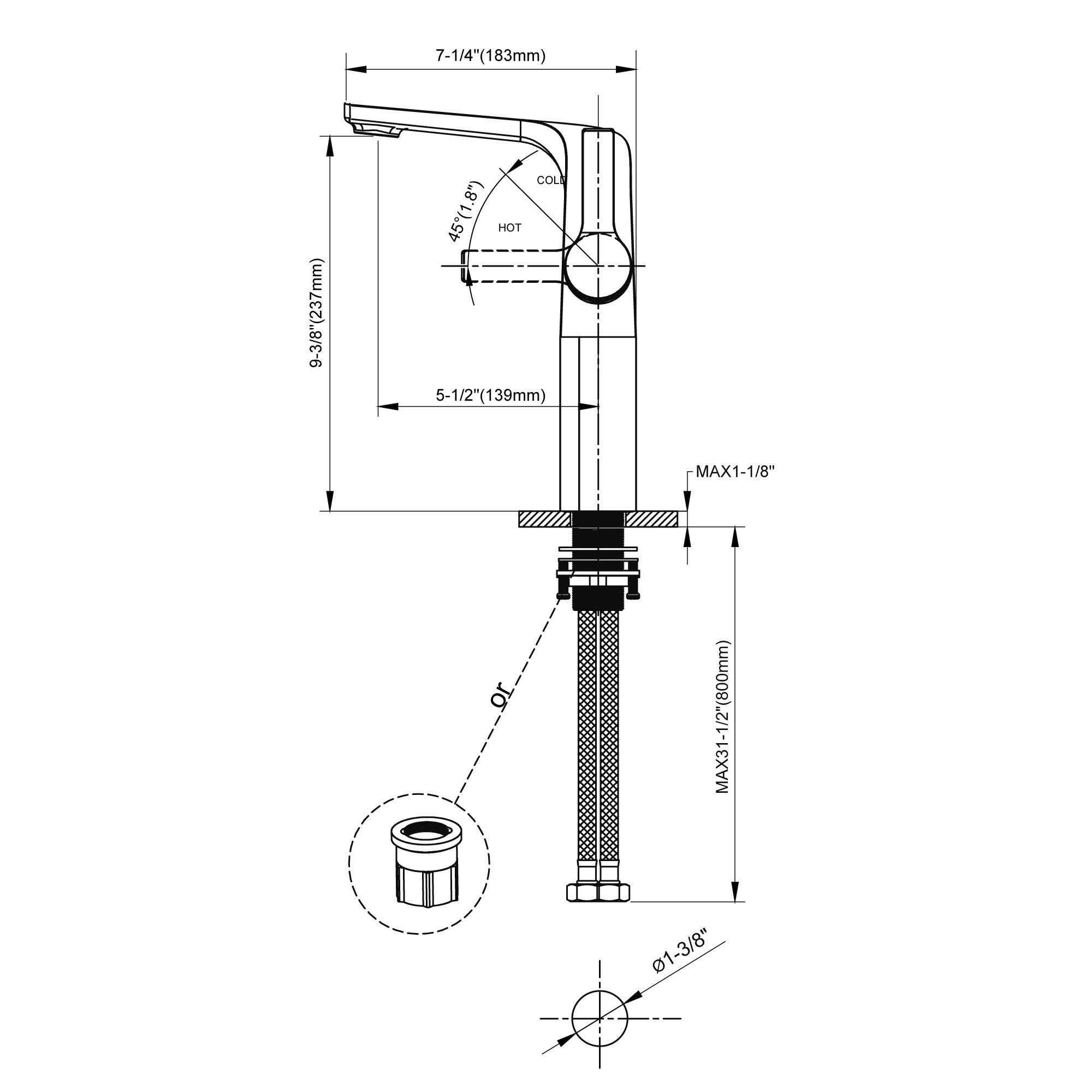 Single Handle Lavatory Faucet - 8001 020