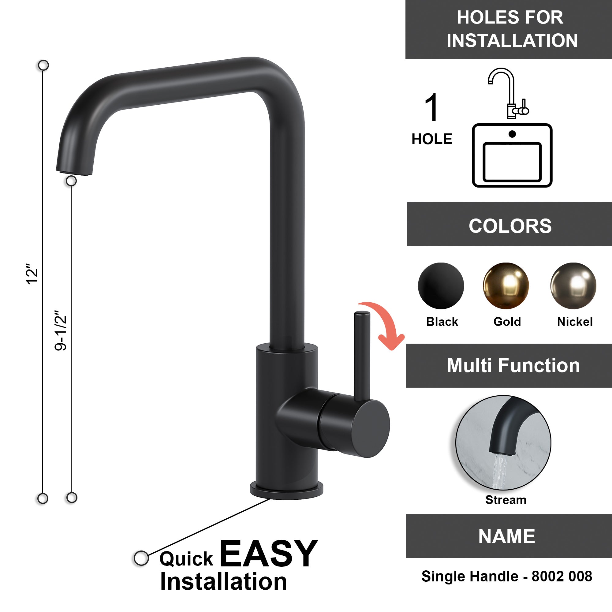 Single Handle Kitchen Faucet - 8002 008