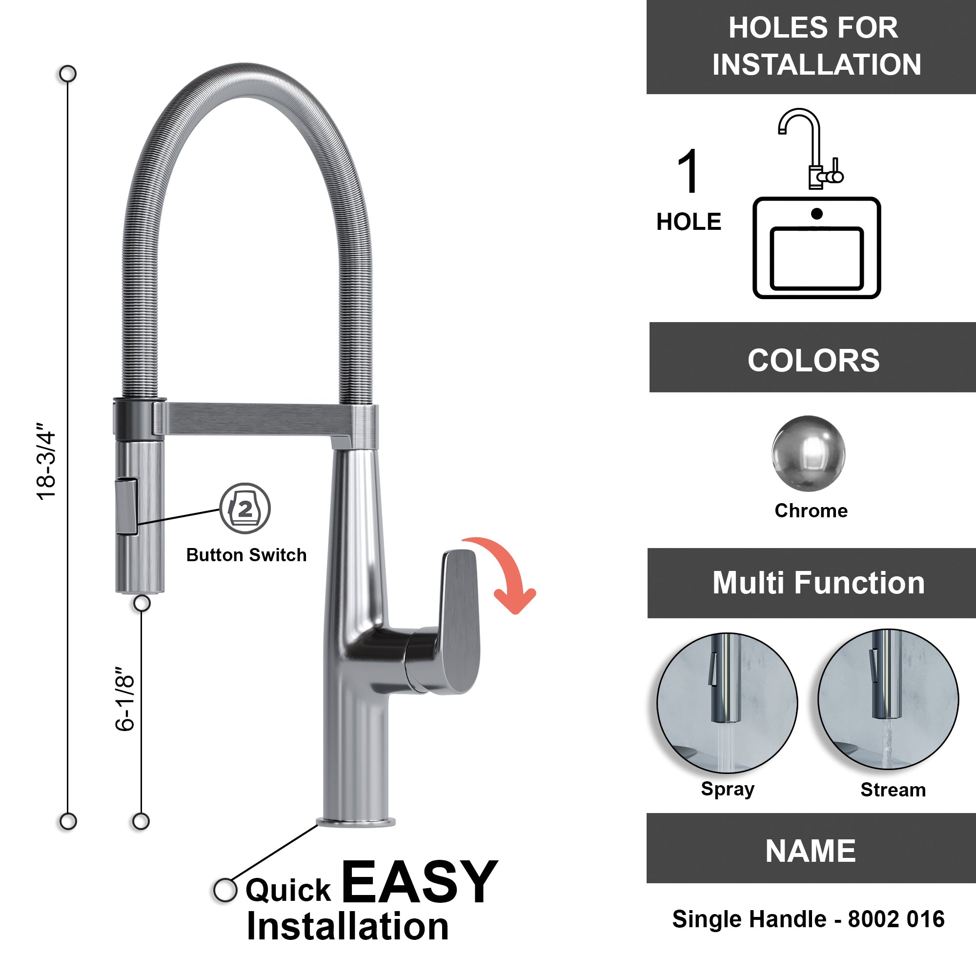 Single Handle Kitchen Faucet - 8002 016 01