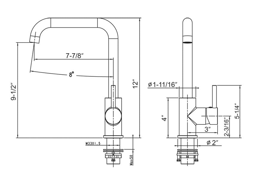 Single Handle Kitchen Faucet - 8002 008