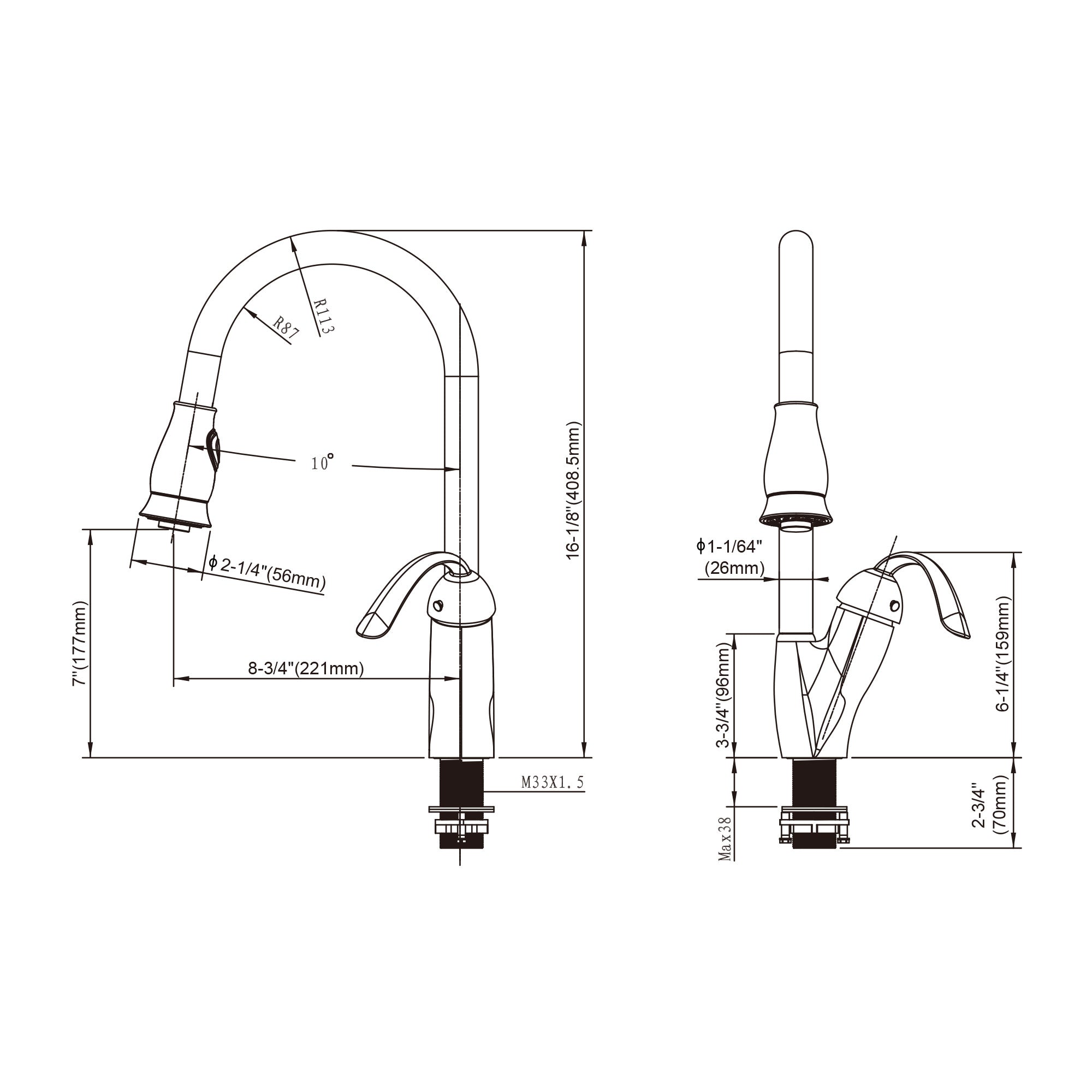 Single Handle Pull-Down Kitchen Faucet - 8002 011