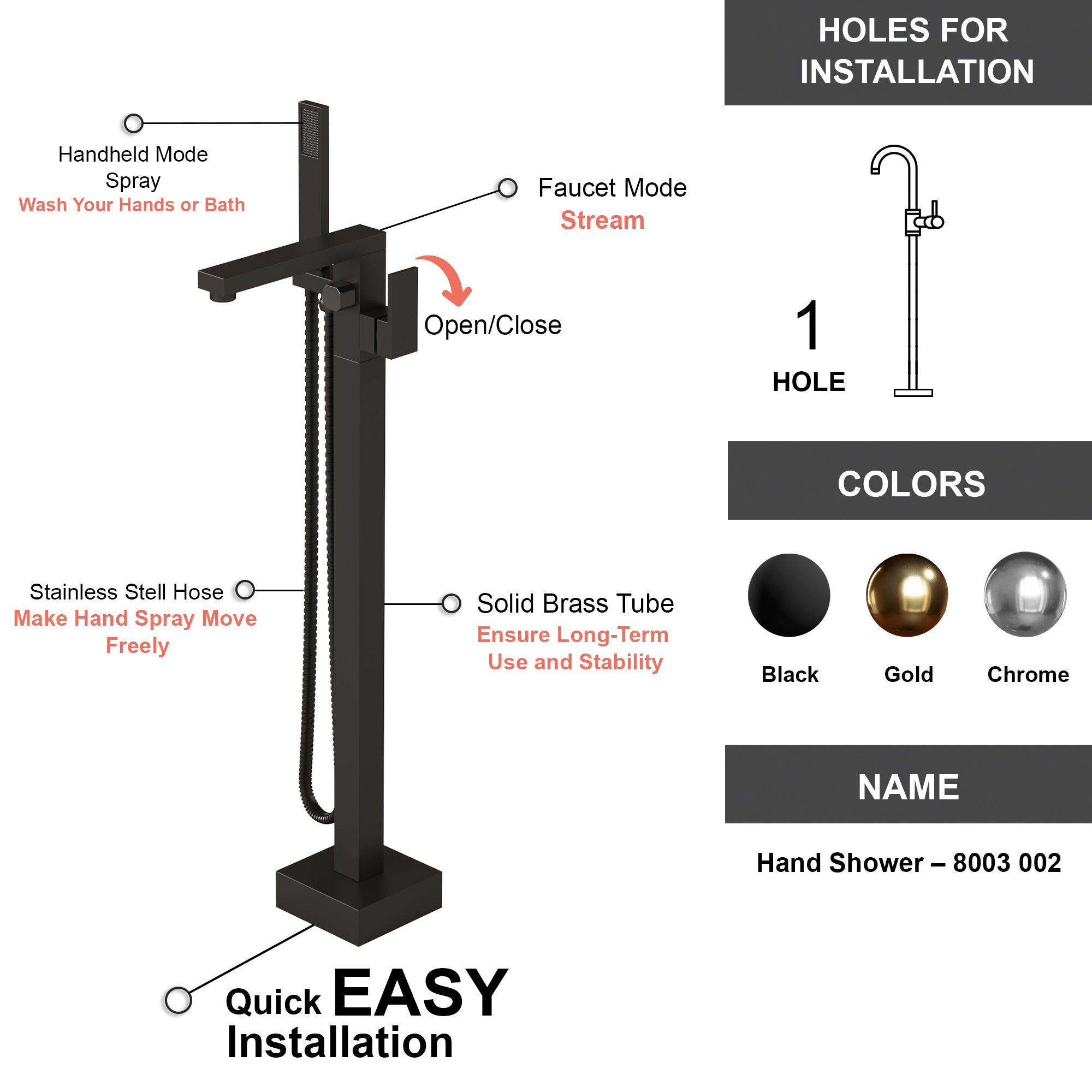 Freestanding Tub Faucet and Hand Shower - 8003 002