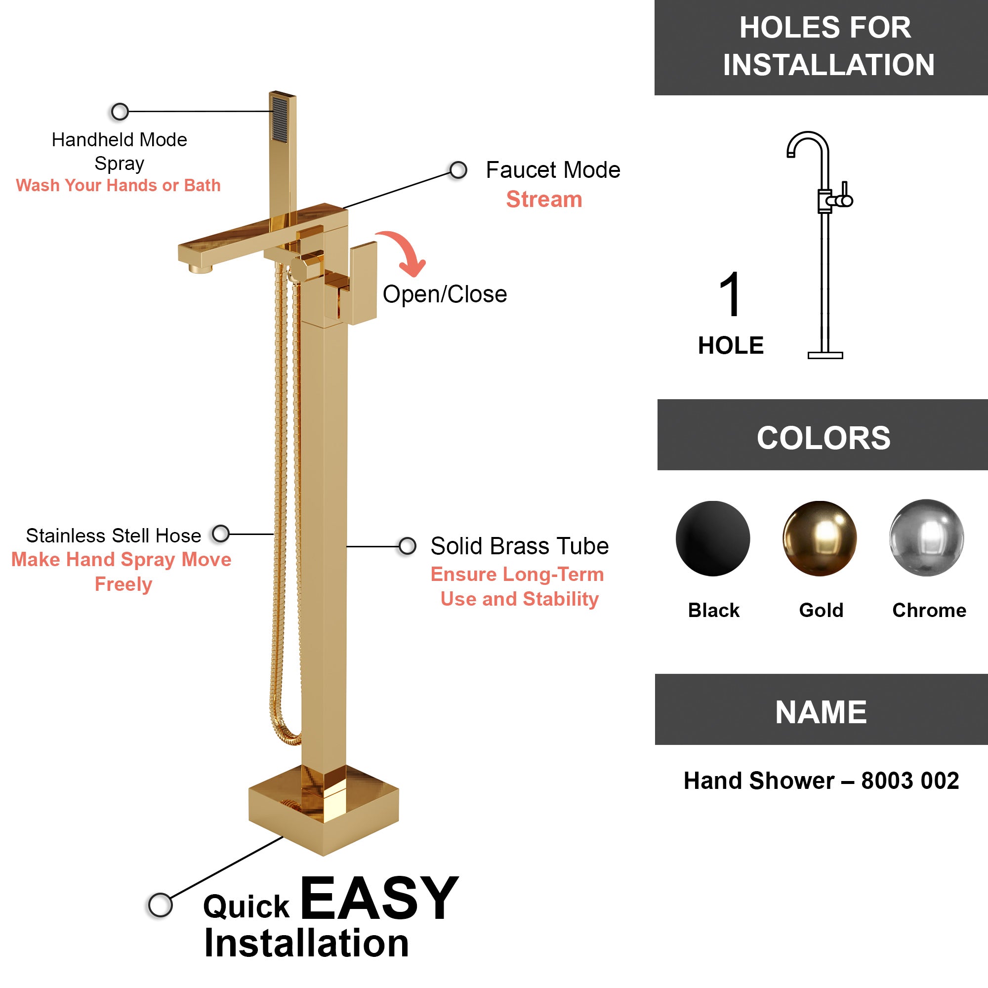 Freestanding Tub Faucet and Hand Shower - 8003 002