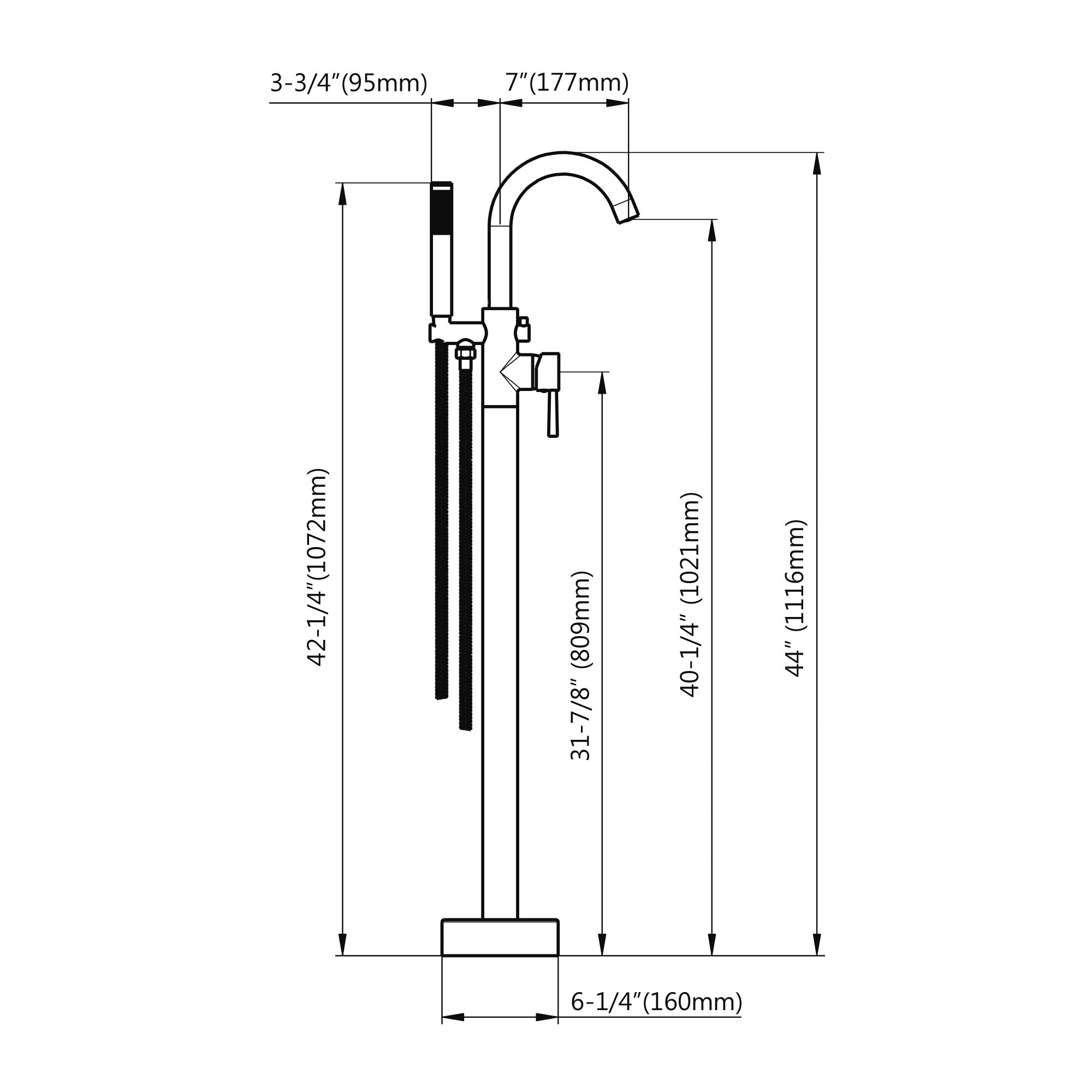 Freestanding Tub Faucet and Hand Shower - 8003 001