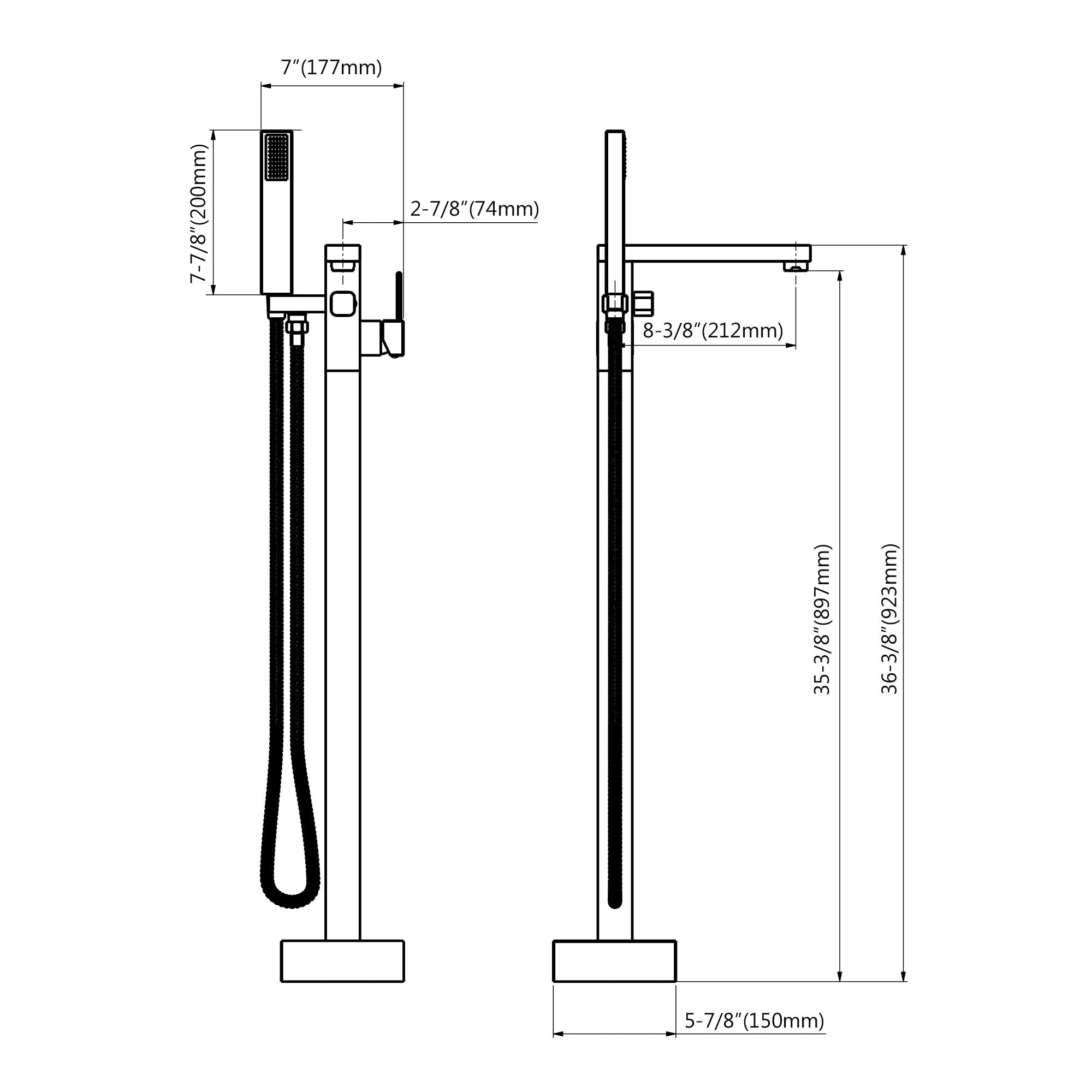 Freestanding Tub Faucet and Hand Shower - 8003 002