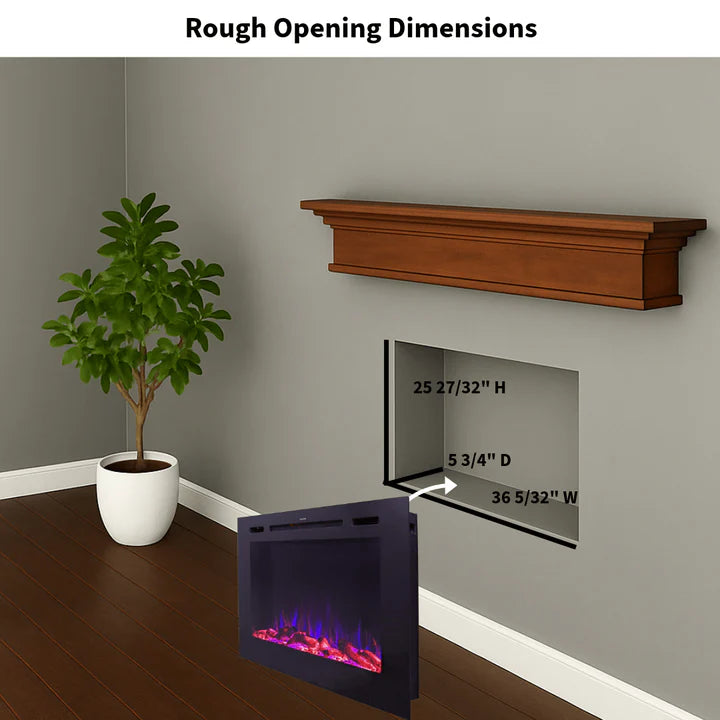 Touchstone Forte™ Steel Mesh Screen 40" Non-Reflective Recessed Electric Fireplace – 80048