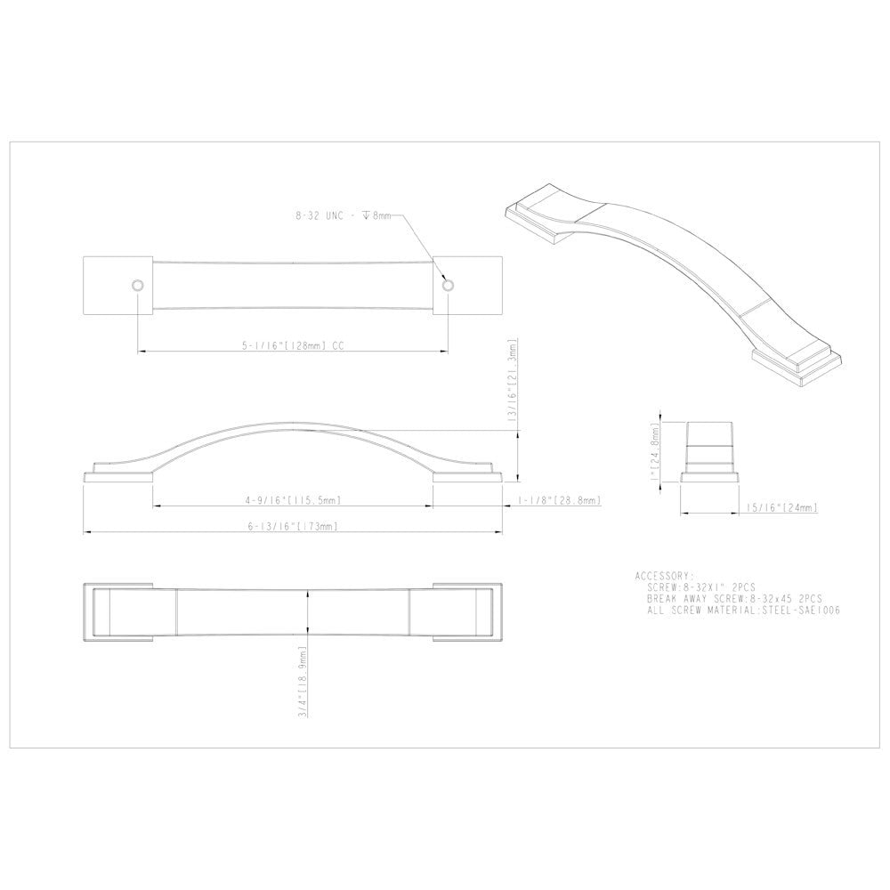 Hardware Resources 96 mm Center-to-Center Satin Nickel Strap Mirada Cabinet Pull