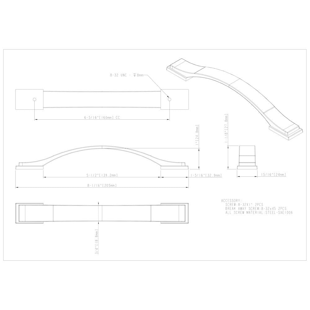 Hardware Resources 96 mm Center-to-Center Satin Nickel Strap Mirada Cabinet Pull