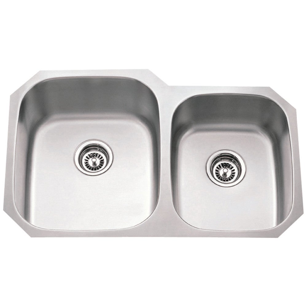 32" L x 20-3/4" W x 9" D Undermount 16 Gauge Stainless Steel 60/40 Double Bowl Sink