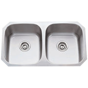 32-1/4" L x 18-1/2" W x 9" D Undermount 18 Gauge Stainless Steel 50/50 Double Bowl Sink