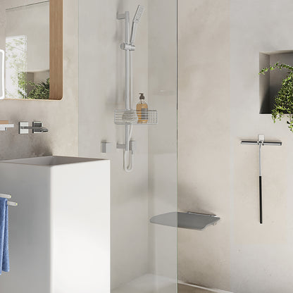 LIVING - Folding Wall mounted Shower Seat, Chromed Zinc/Aluminium, Dark grey seat