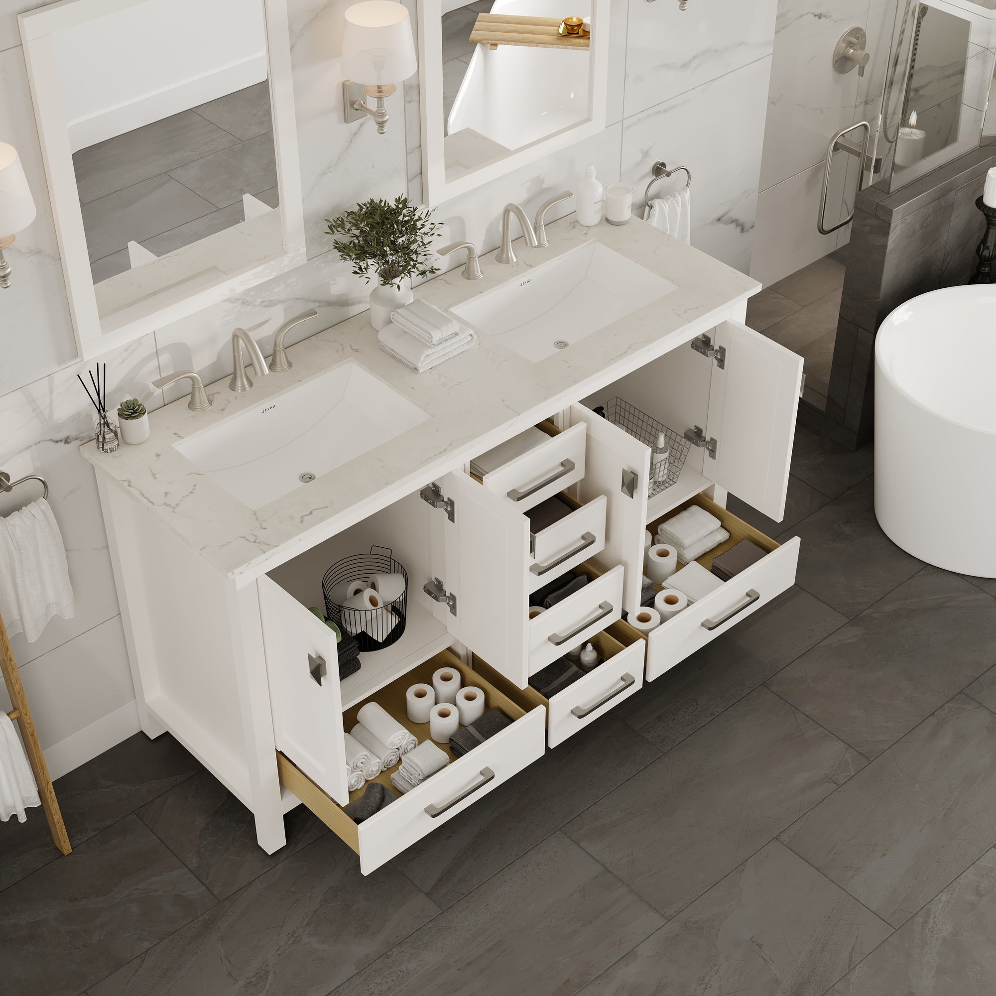 Eviva Aberdeen Bath Vanity with Counter Top and Undermount Porcelain Sink (24"-96")