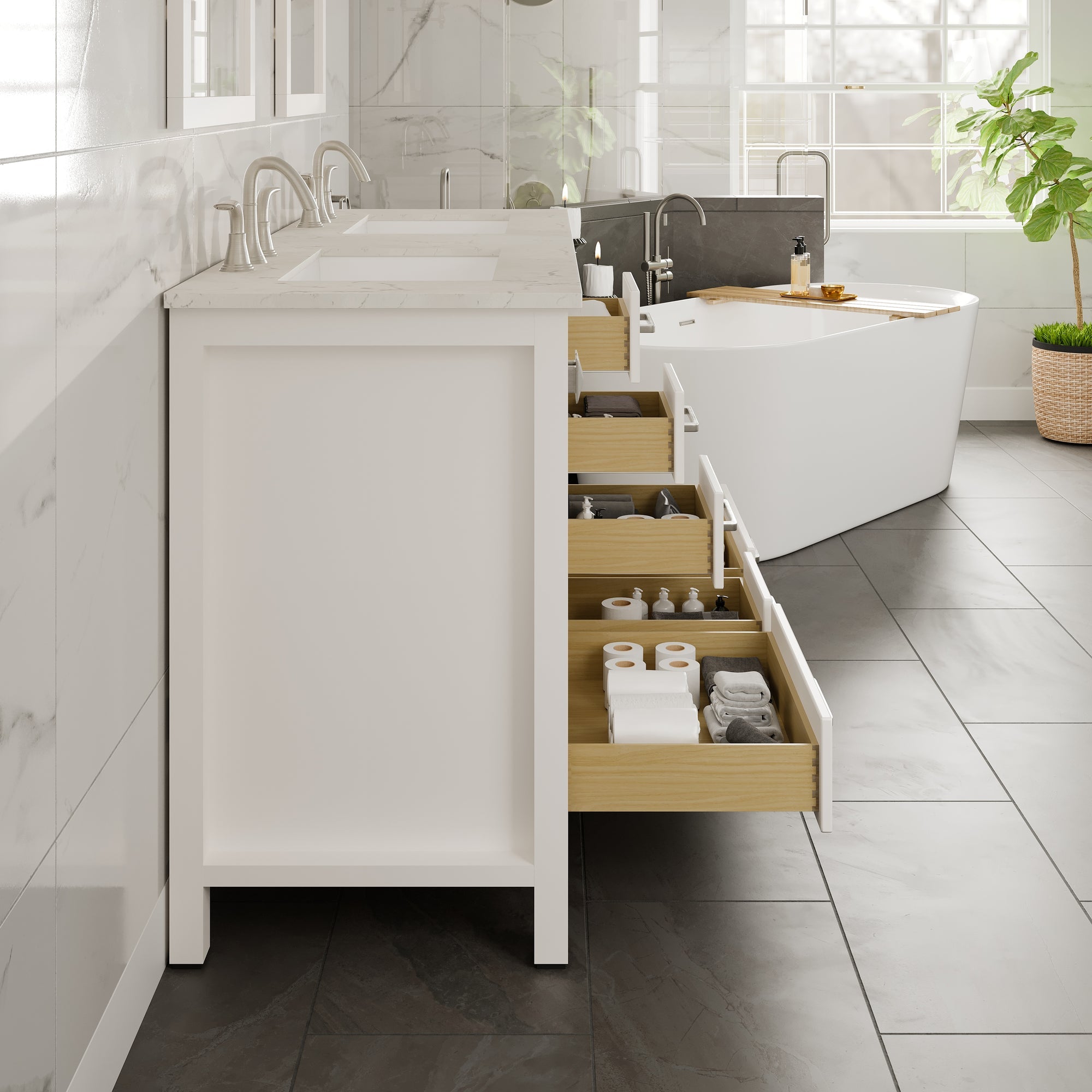 Eviva Aberdeen Bath Vanity with Counter Top and Undermount Porcelain Sink (24"-96")