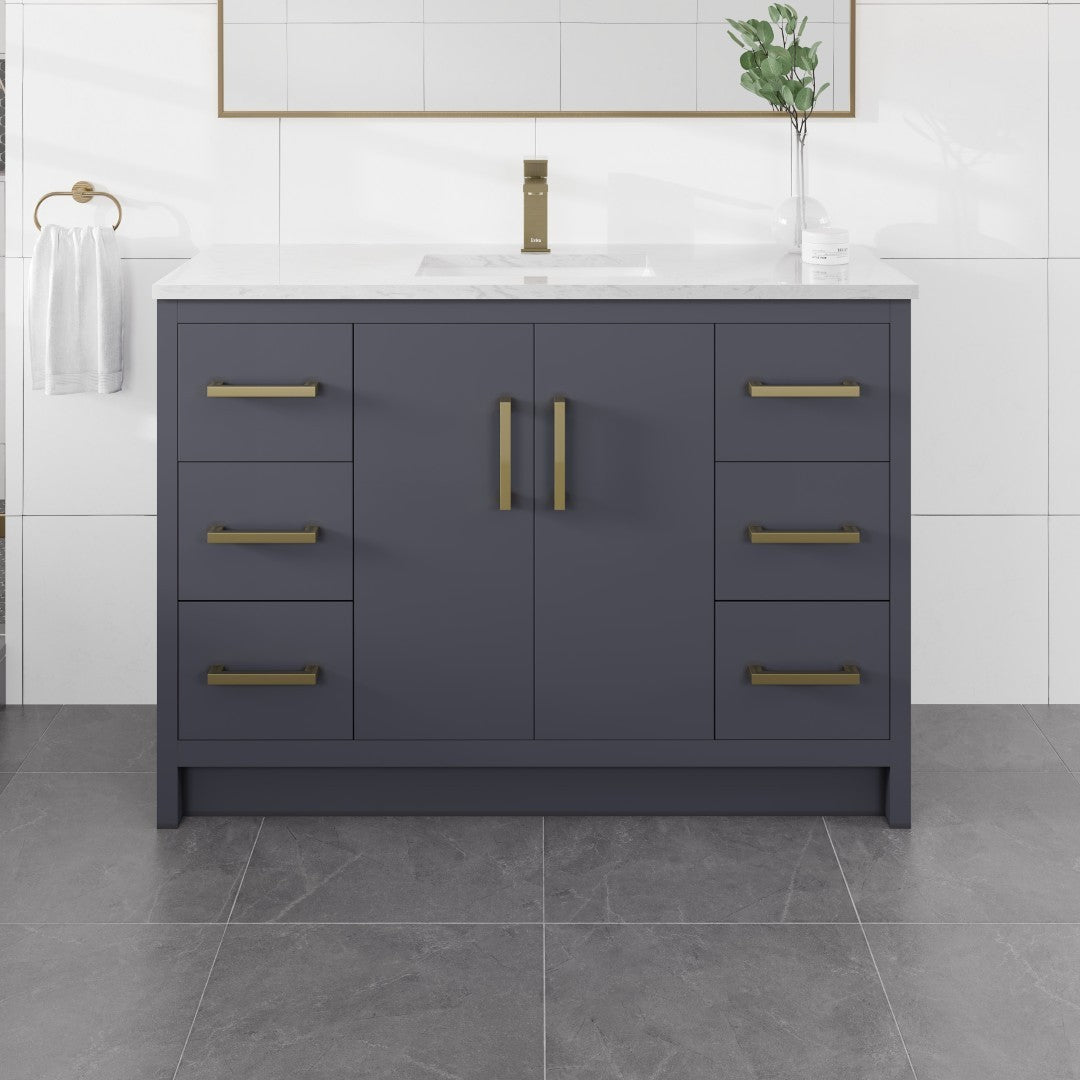 Eviva Curio Bath Vanity with Carrara Quartz Top and Undermount Porcelain Sink (24"-60")