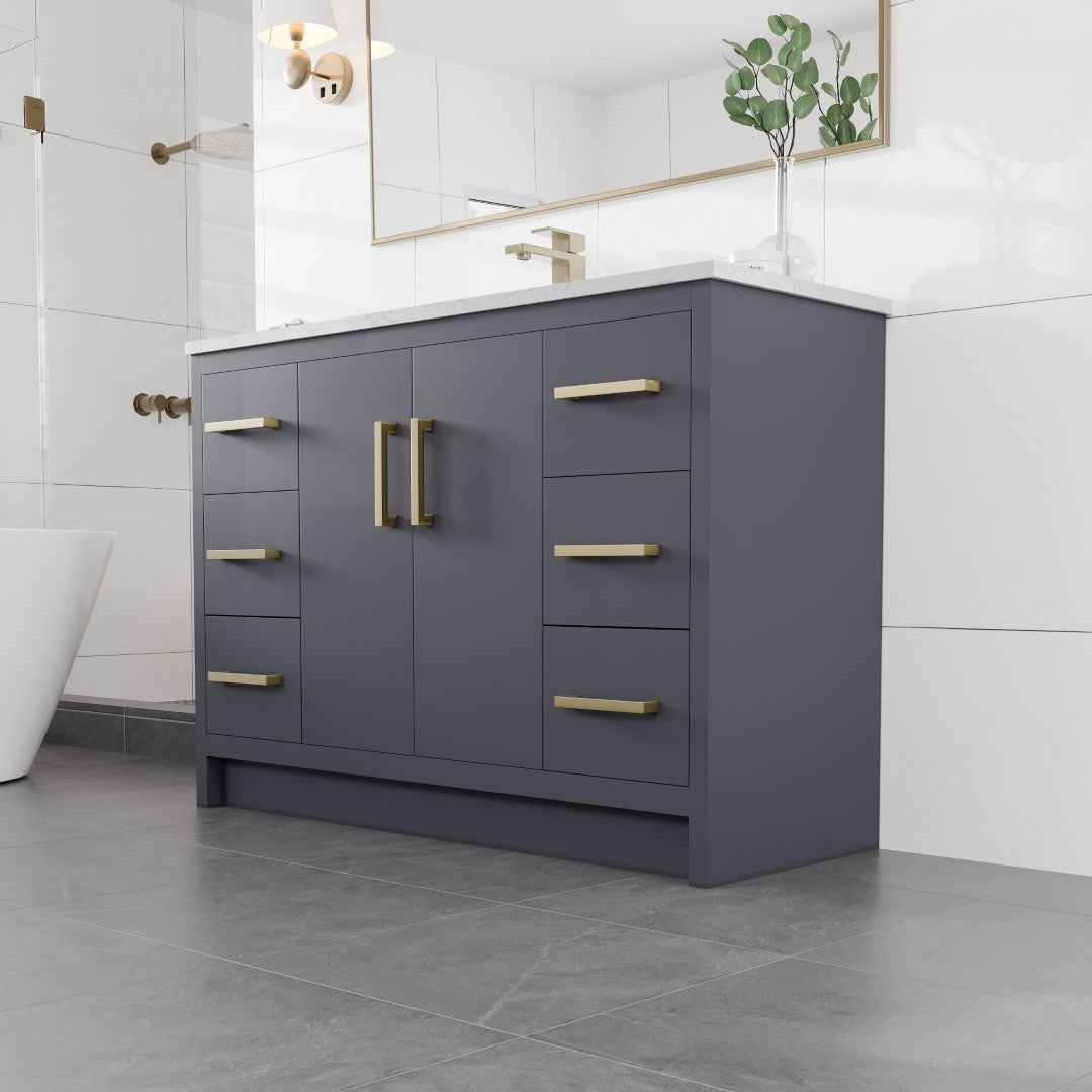 Eviva Curio Bath Vanity with Carrara Quartz Top and Undermount Porcelain Sink (24"-60")