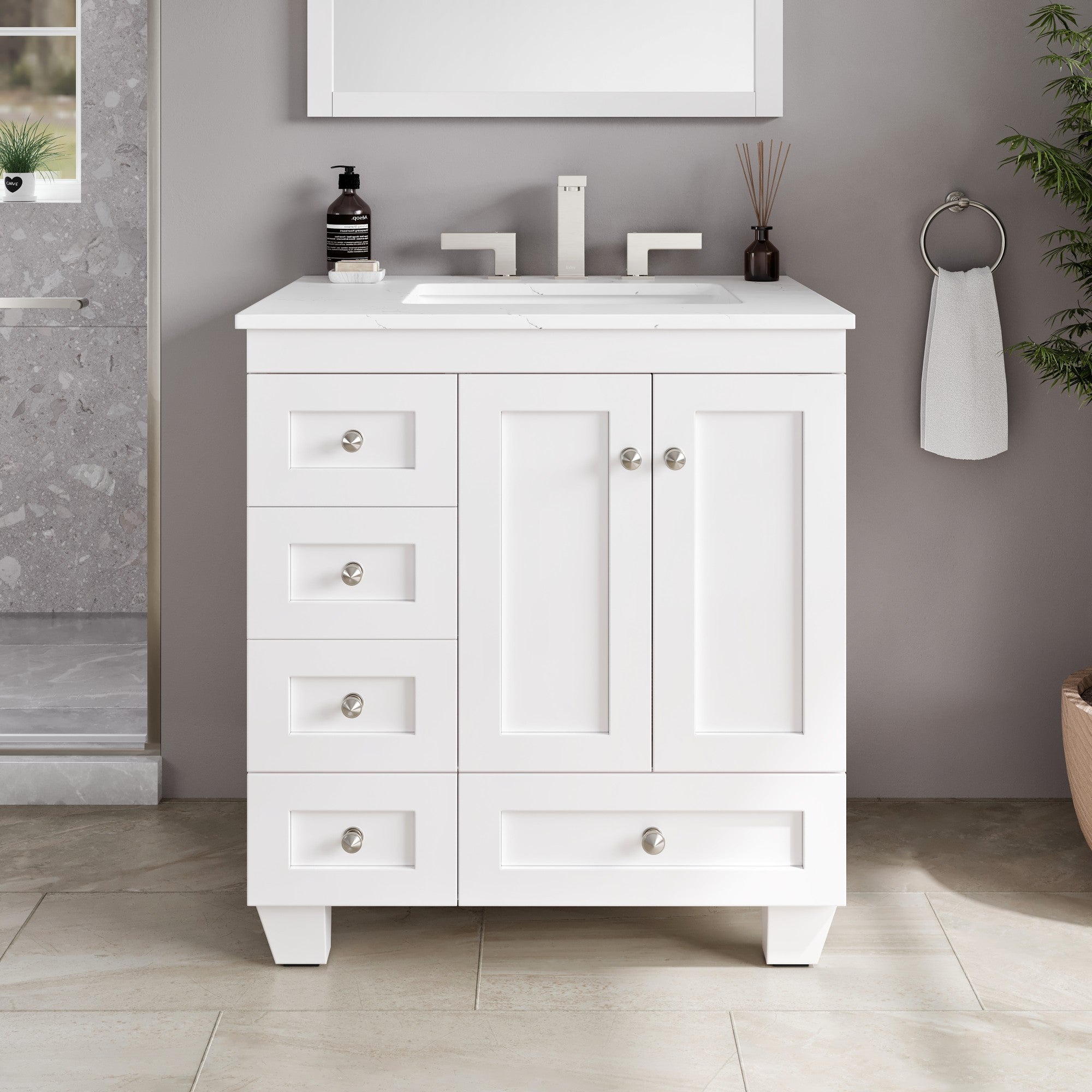 Eviva Acclaim Bath Vanity with Counter Top and Undermount Porcelain Sink (24"-30")