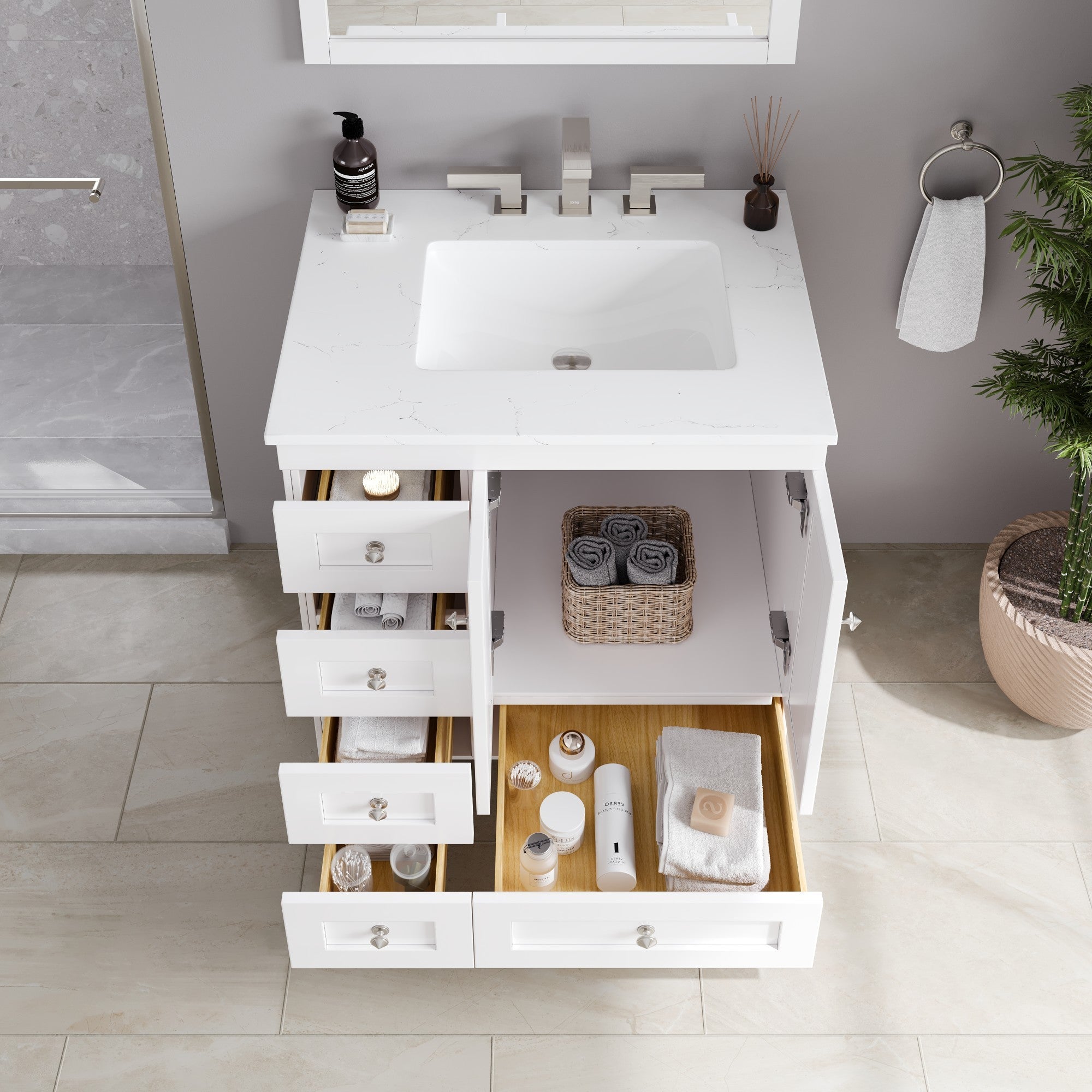 Eviva Acclaim Bath Vanity with Counter Top and Undermount Porcelain Sink (24"-30")