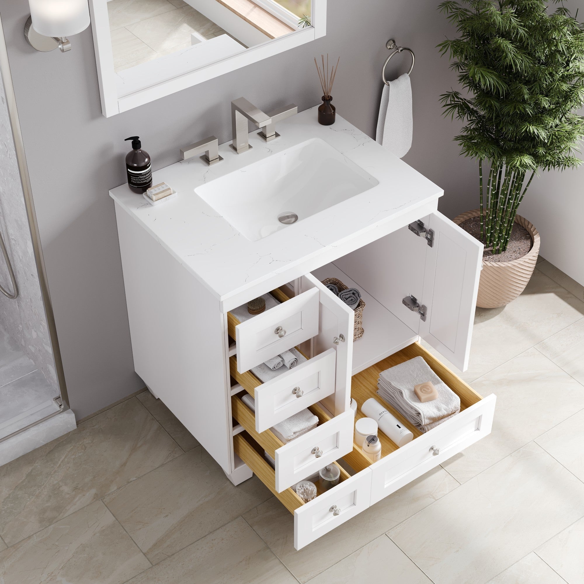 Eviva Acclaim Bath Vanity with Counter Top and Undermount Porcelain Sink (24"-30")