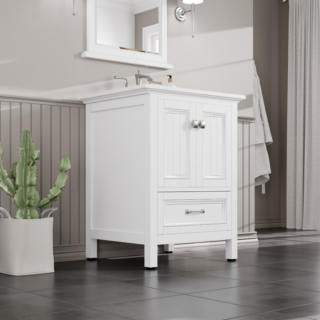 Eviva Britney Bath Vanity with Carrara Quartz Top and Undermount Porcelain Sink (24"-72")