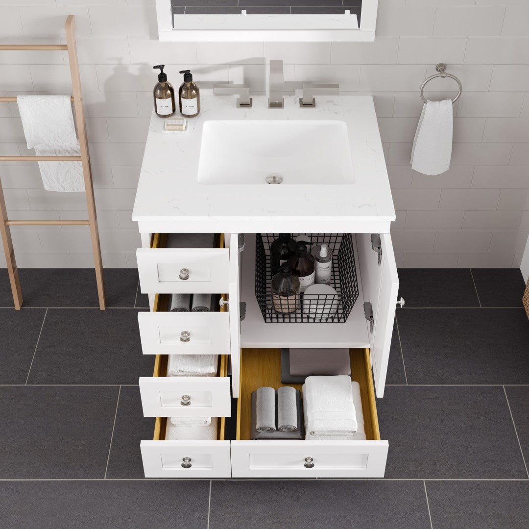 Eviva Acclaim Bath Vanity with Counter Top and Undermount Porcelain Sink (24"-30")