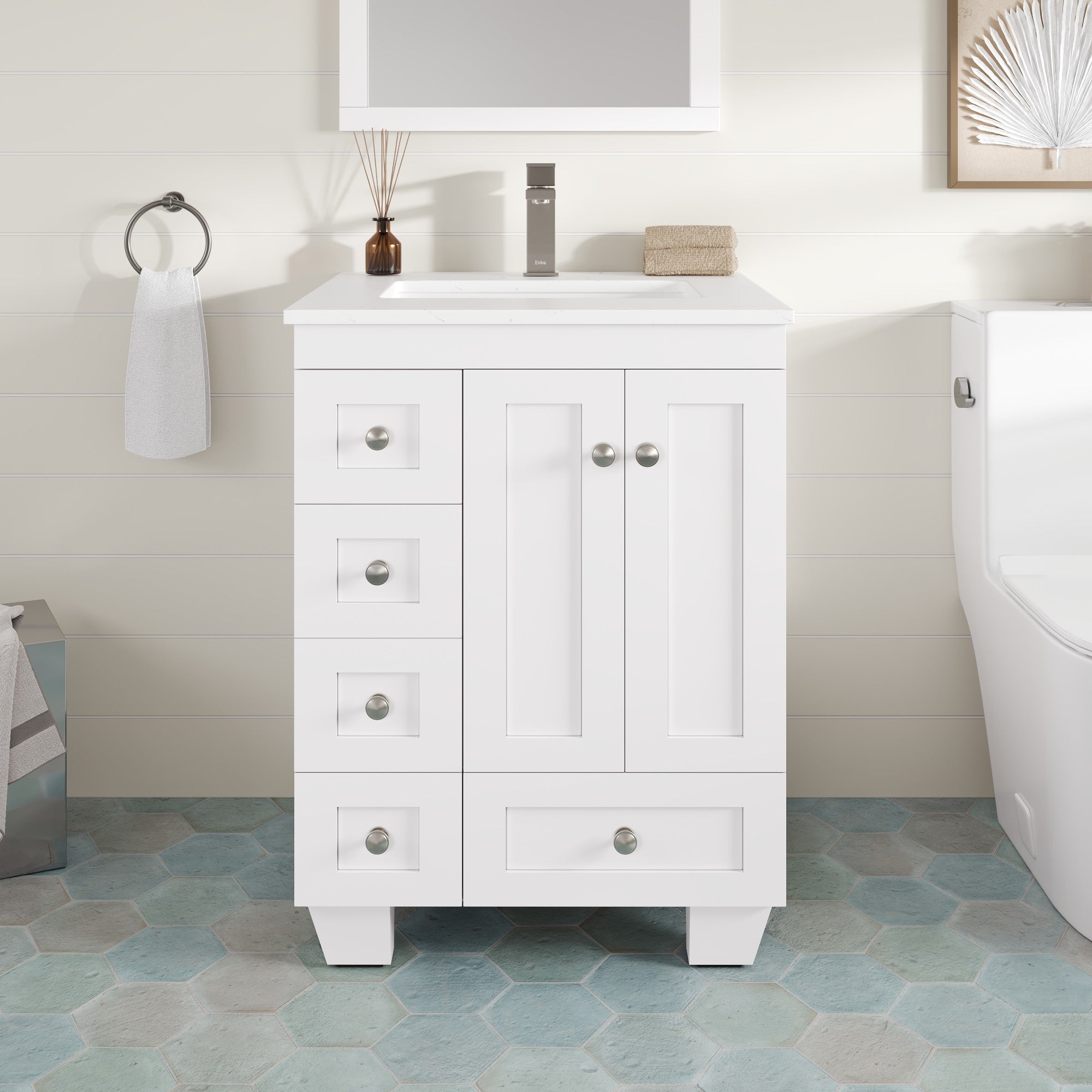 Eviva Acclaim Bath Vanity with Counter Top and Undermount Porcelain Sink (24"-30")