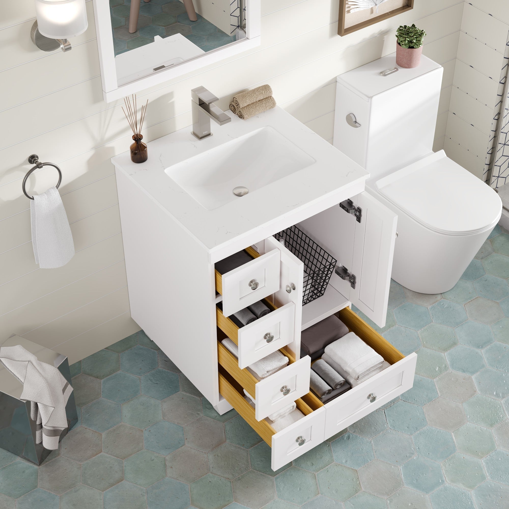 Eviva Acclaim Bath Vanity with Counter Top and Undermount Porcelain Sink (24"-30")