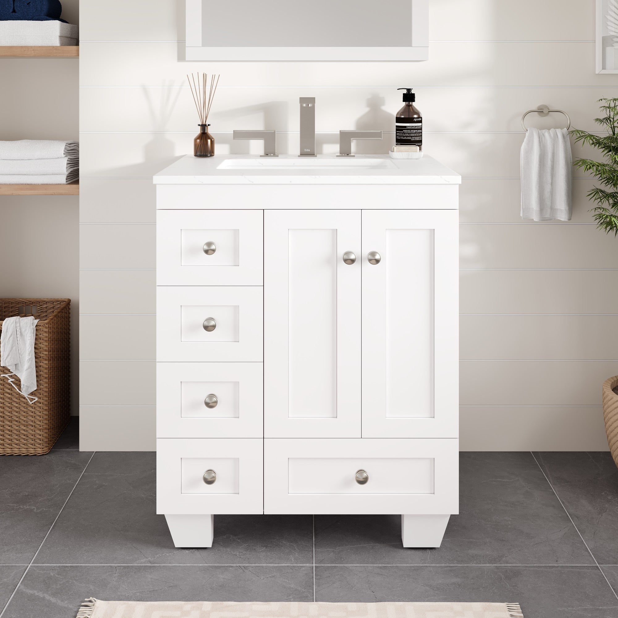 Eviva Acclaim Bath Vanity with Counter Top and Undermount Porcelain Sink (24"-30")