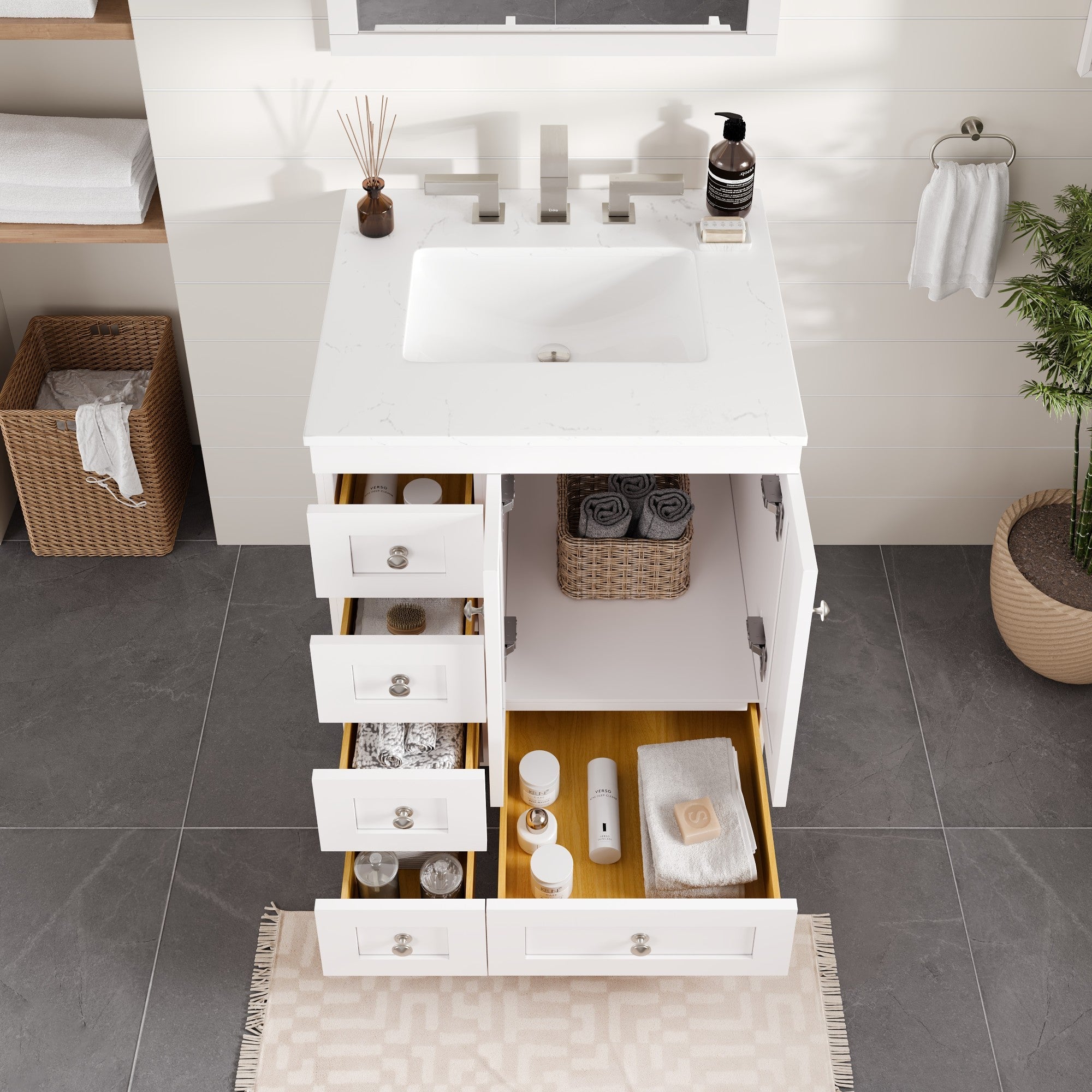 Eviva Acclaim Bath Vanity with Counter Top and Undermount Porcelain Sink (24"-30")