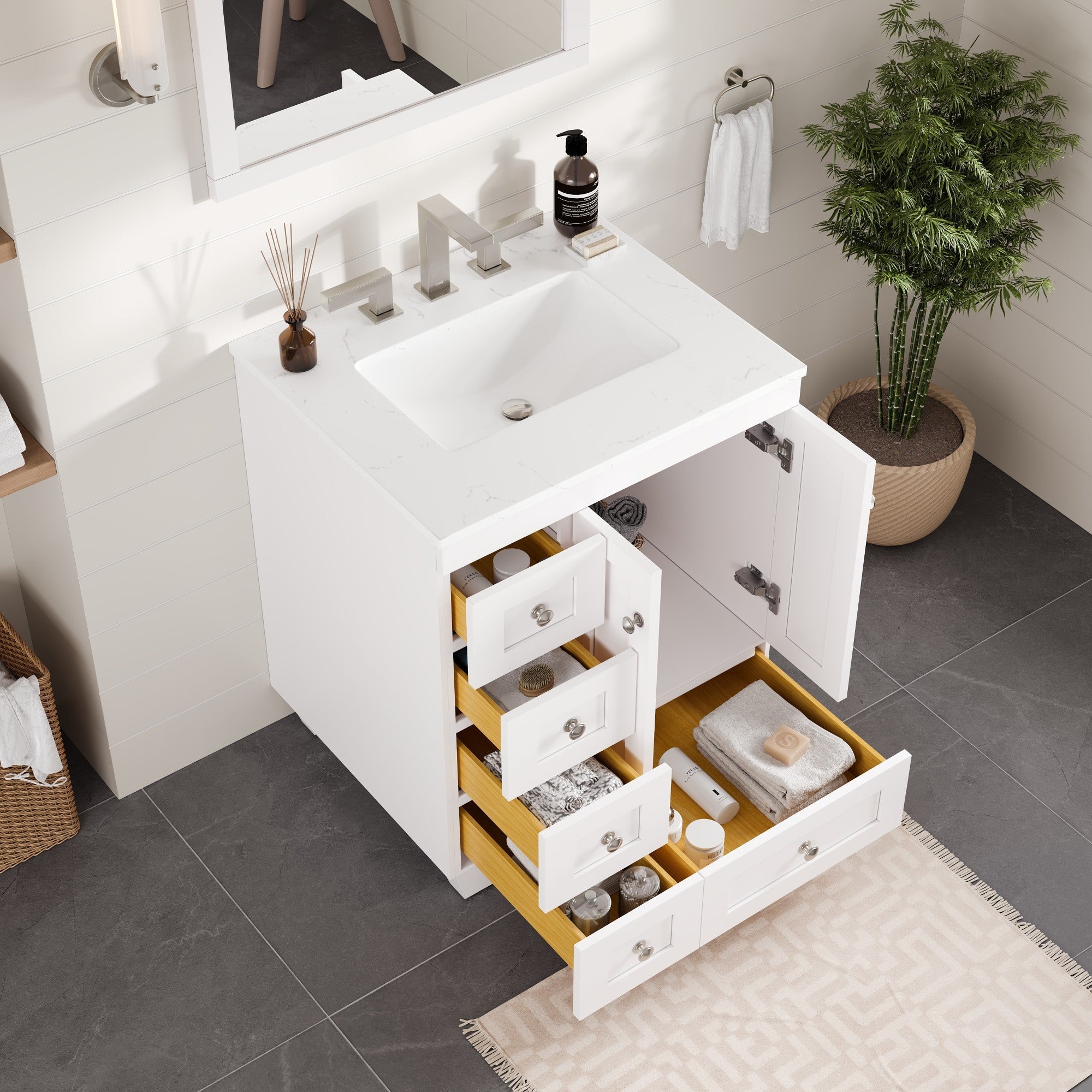 Eviva Acclaim Bath Vanity with Counter Top and Undermount Porcelain Sink (24"-30")