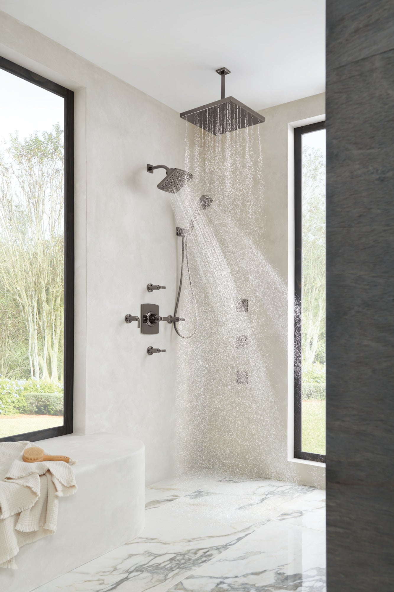 Brizo Essential™ Shower 7" Linear Square H2Okinetic® Multi-Function Wall Mount Shower Head - 2.5 GPM