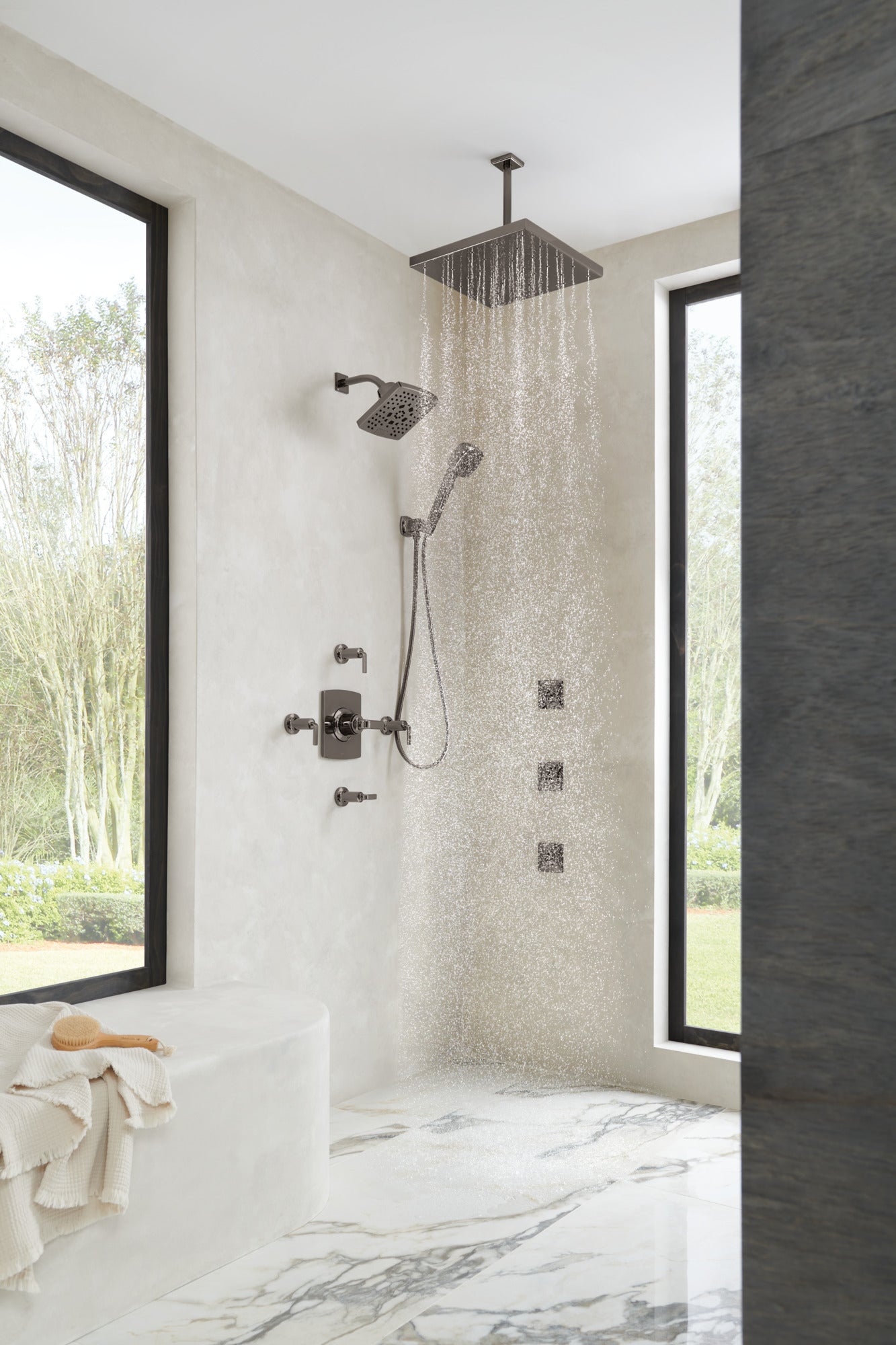 Brizo Essential™ Shower 7" Linear Square H2Okinetic® Multi-Function Wall Mount Shower Head - 2.5 GPM