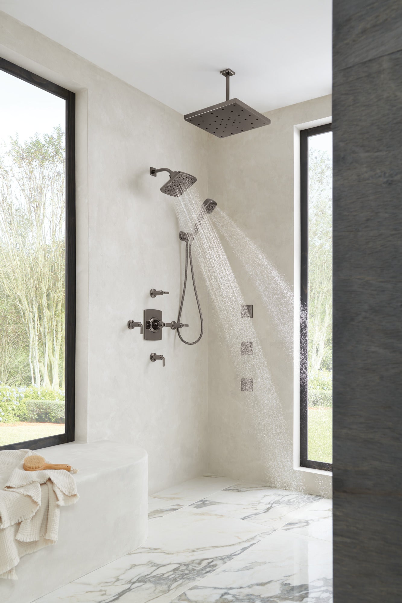 Brizo Essential™ Shower 7" Linear Square H2Okinetic® Multi-Function Wall Mount Shower Head - 2.5 GPM
