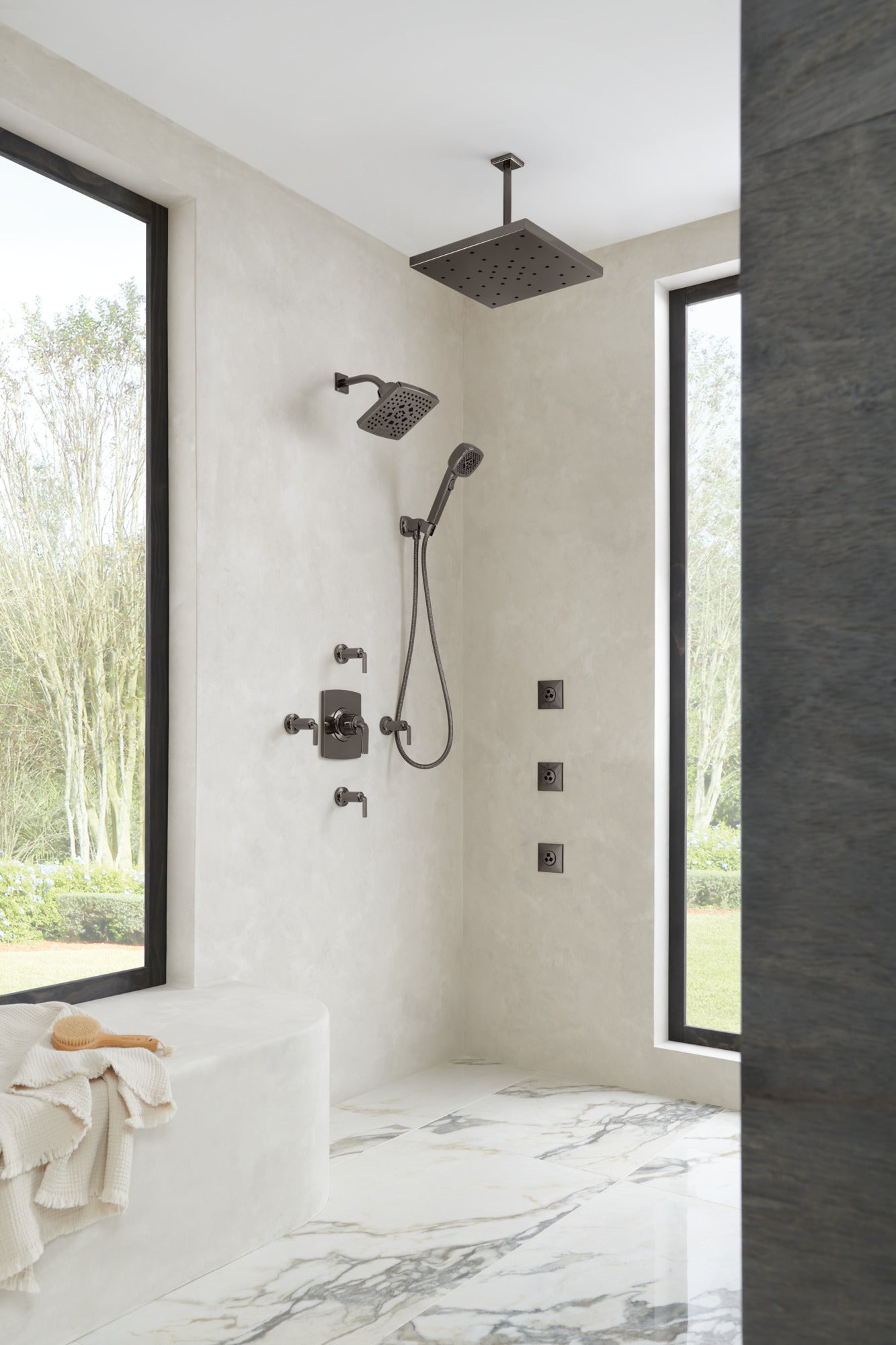 Brizo Essential™ Shower 7" Linear Square H2Okinetic® Multi-Function Wall Mount Shower Head - 2.5 GPM