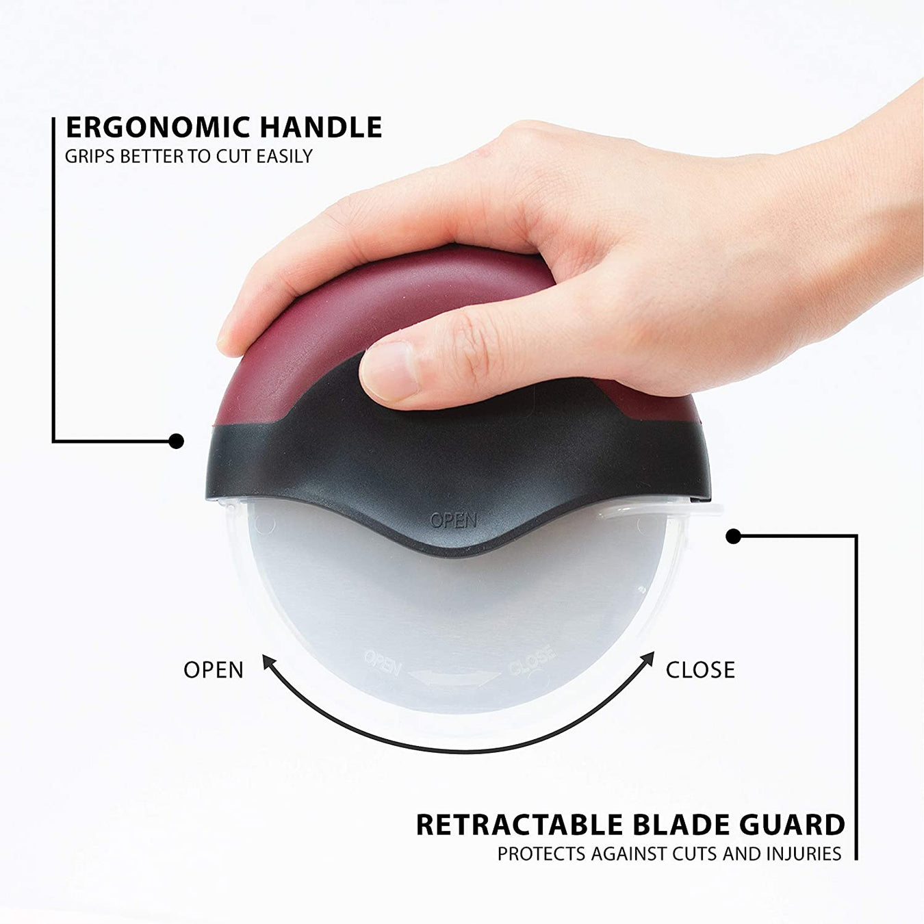 Aluminum Pizza Cutter - Pizza Wheel Cutter with Blade Guard - Easy to Clean & Dishwasher Safe