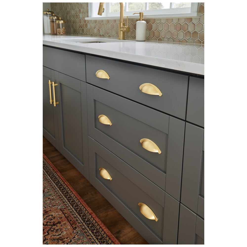 Hardware Resources 3" Center-to-Center Satin Nickel Lyon Cabinet Cup Pull