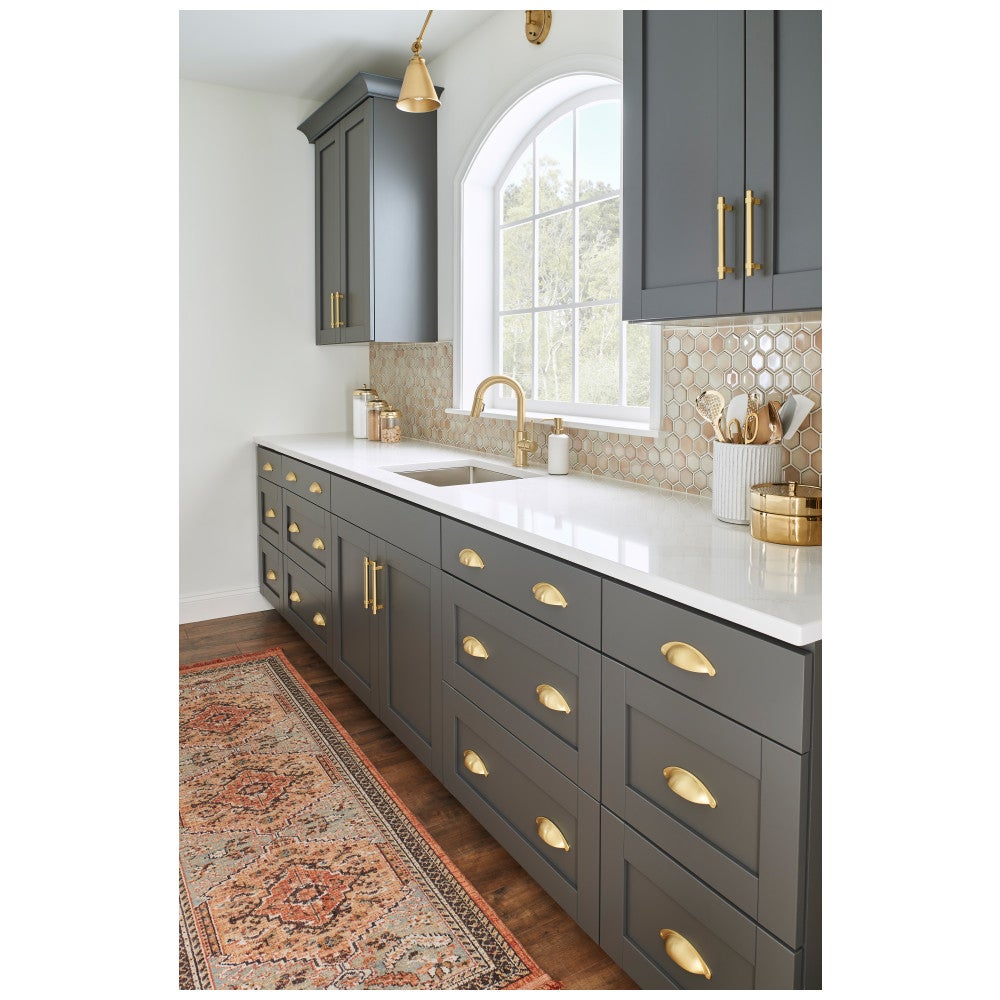 Hardware Resources 3" Center-to-Center Satin Nickel Lyon Cabinet Cup Pull