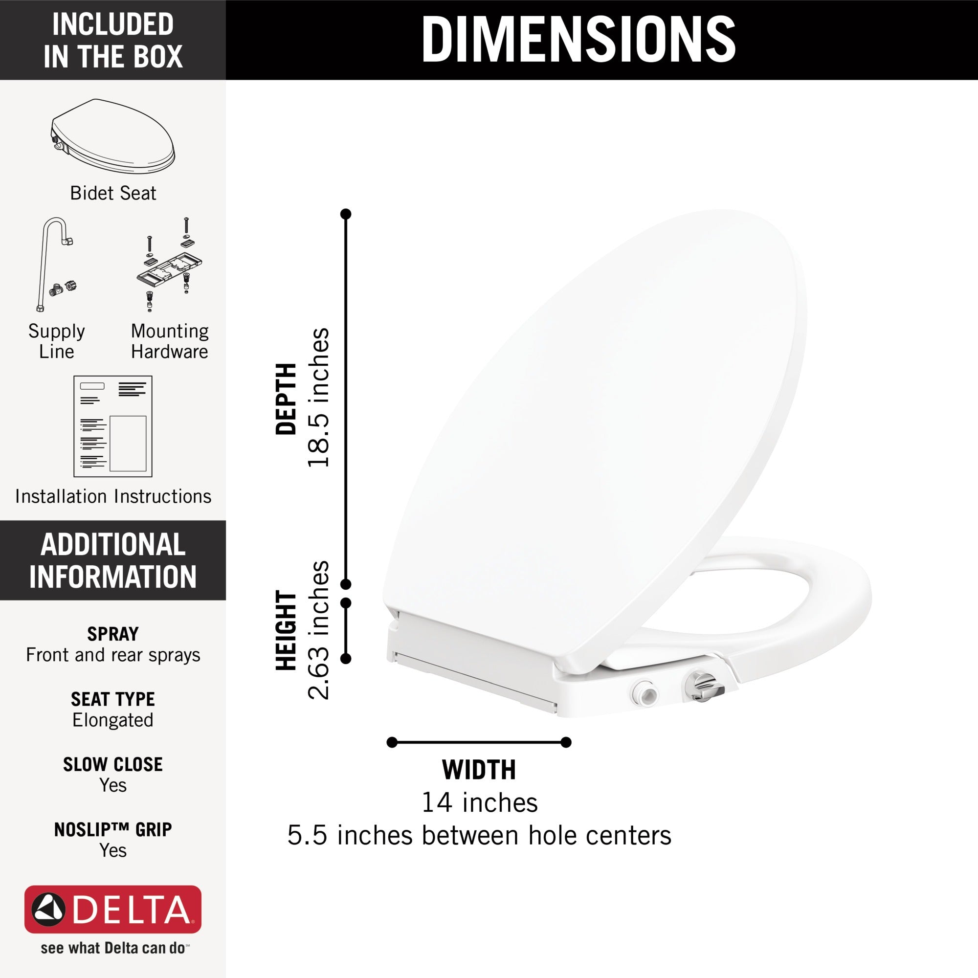 Delta Refresh Manual Elongated Bidet Seat