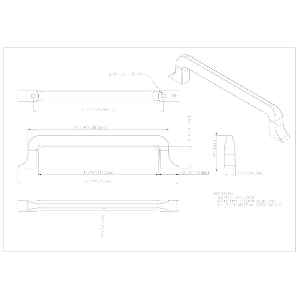 Hardware Resources 3" Center-to-Center Satin Nickel Callie Cabinet Pull
