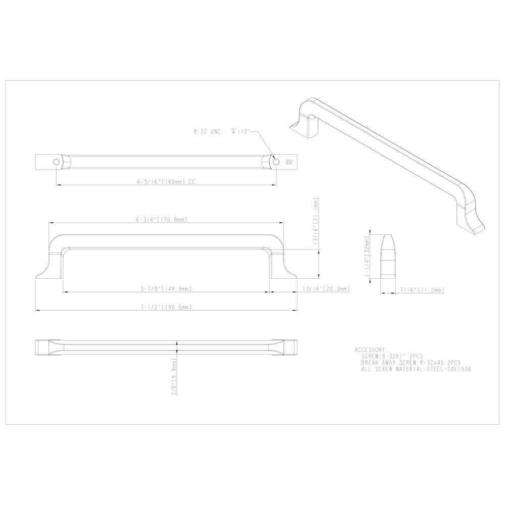 Hardware Resources 3" Center-to-Center Satin Nickel Callie Cabinet Pull