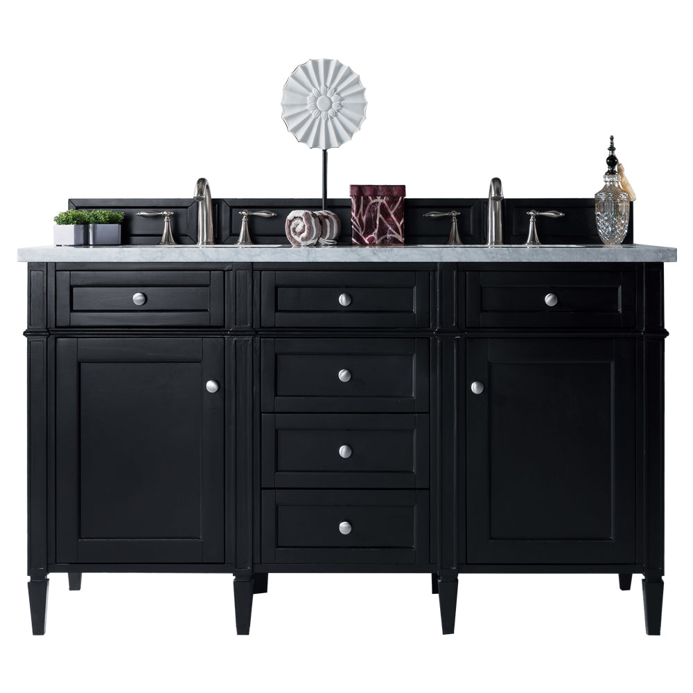 James Martin Brittany 60" Double Vanity in Black Onyx with 3cm Countertop