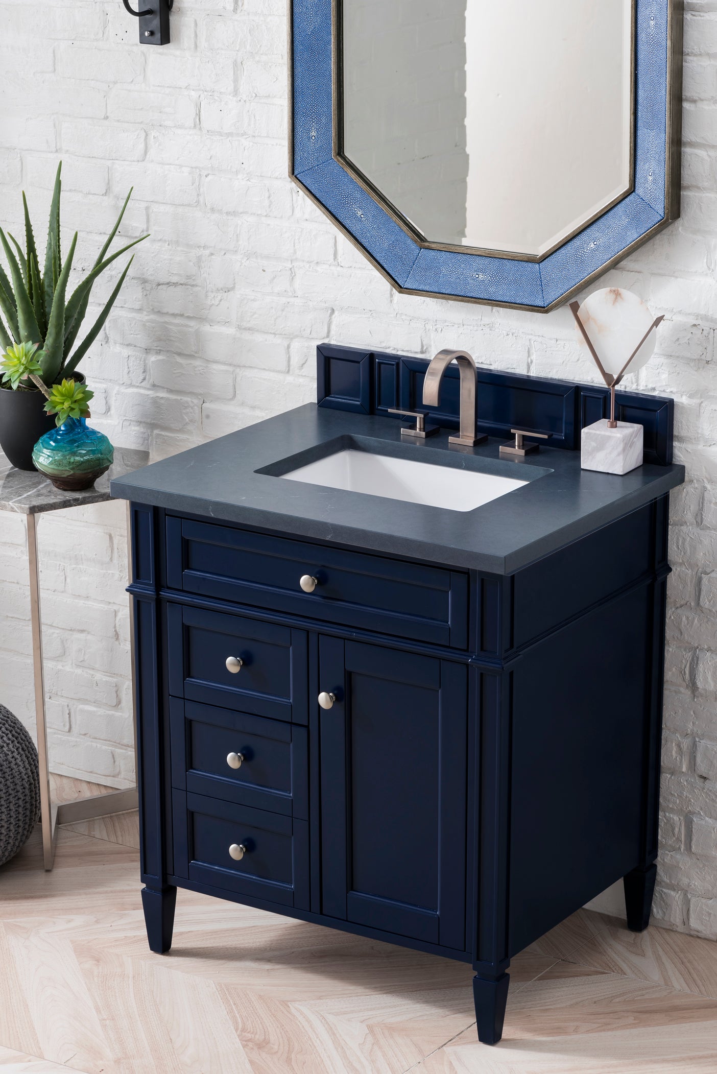 James Martin Brittany 30" Single Vanity in Victory Blue with 3cm Countertop