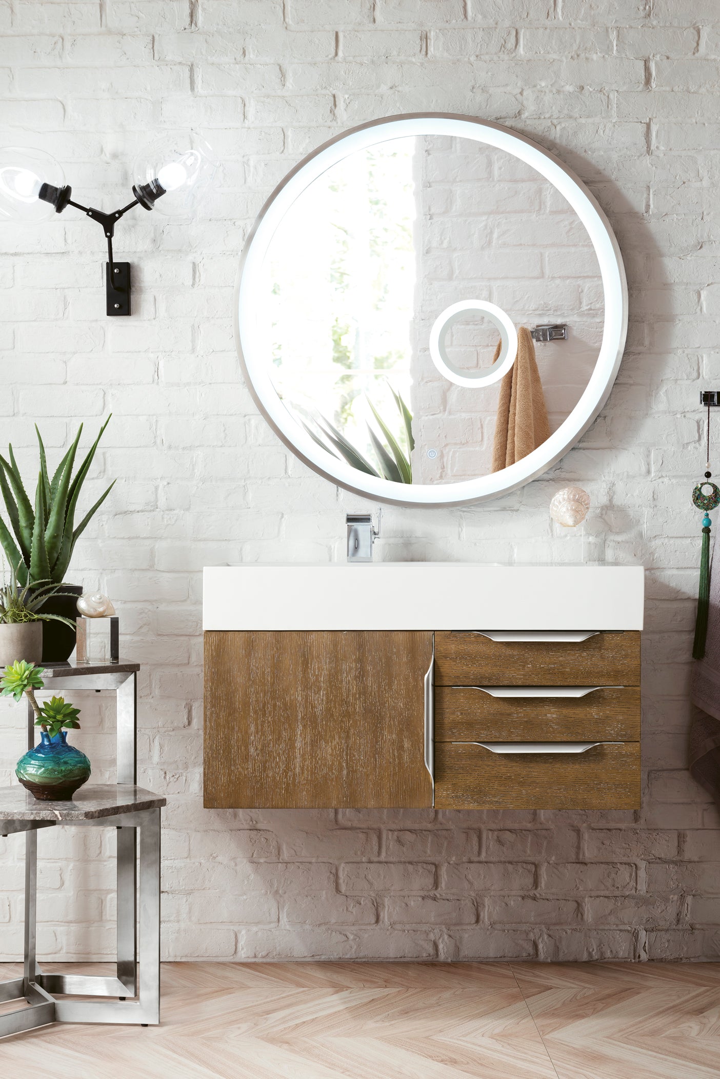 James Martin Columbia 36" Wall Mounted Single Vanity with Mineral Composite Stone Countertop
