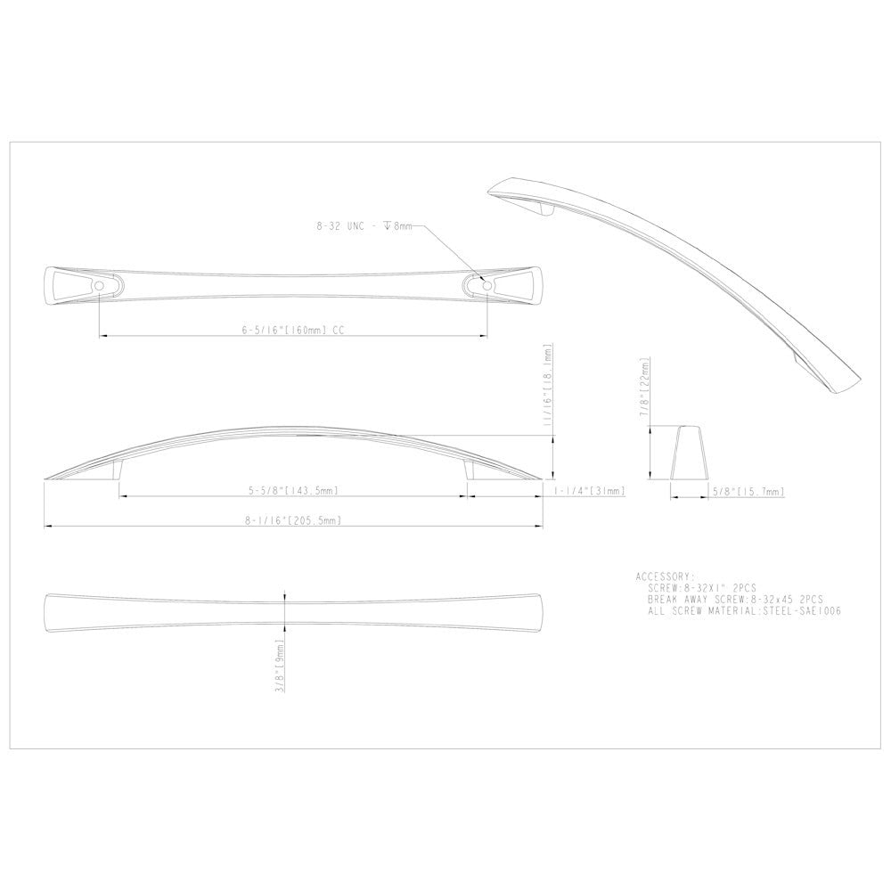 Hardware Resources 96 mm Center-to-Center Satin Nickel Flared Regan Cabinet Pull