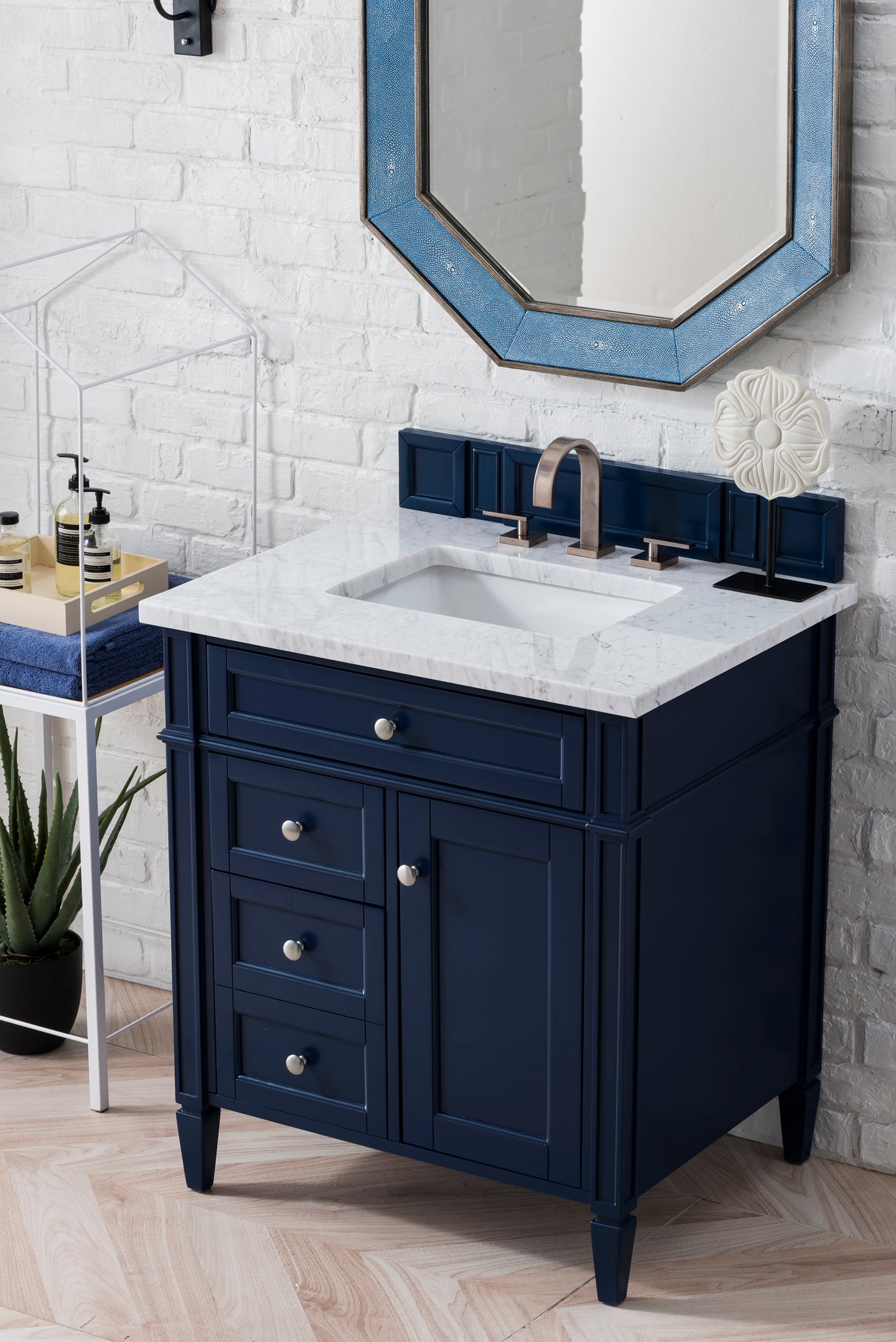 James Martin Brittany 30" Single Vanity in Victory Blue with 3cm Countertop