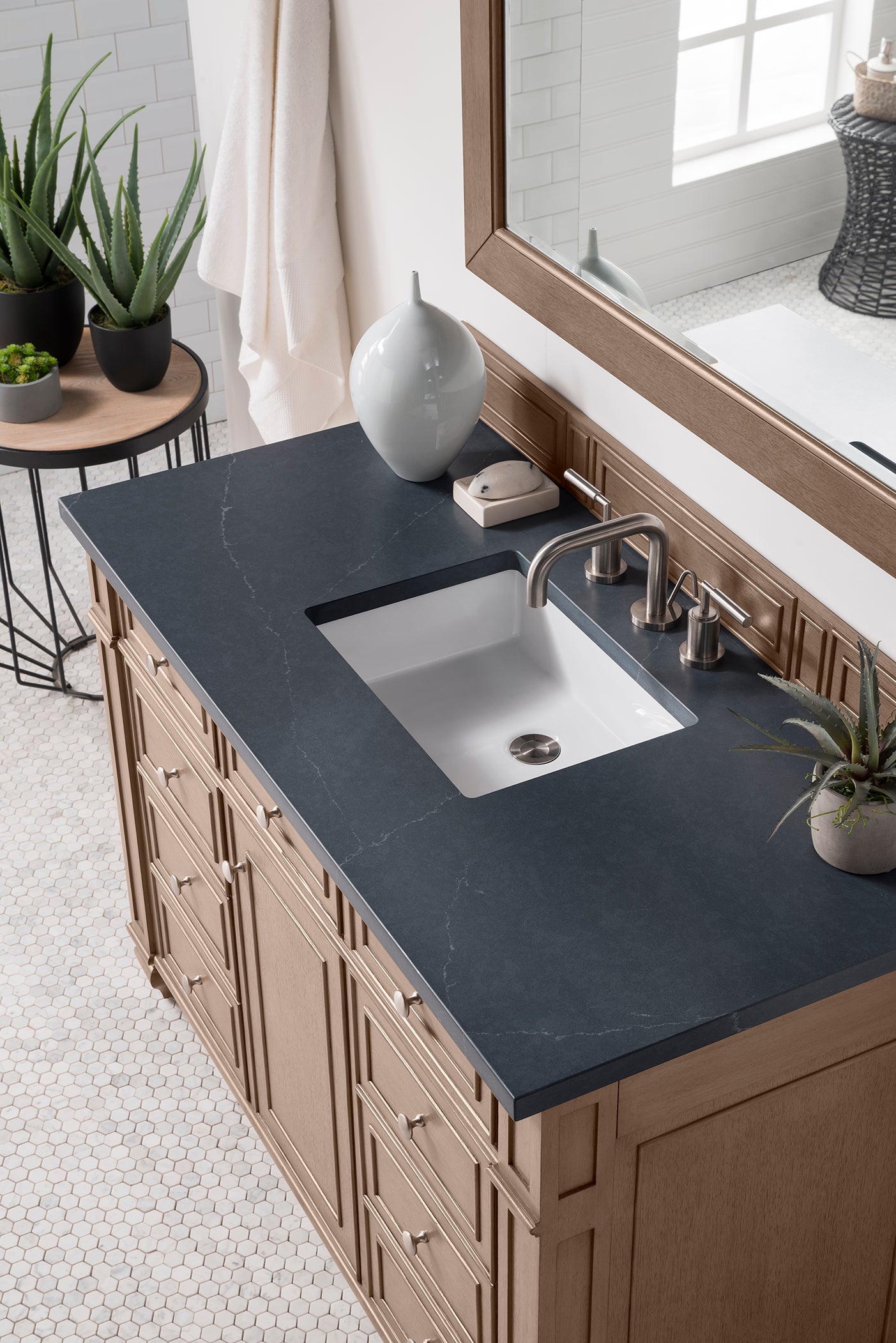 James Martin Bristol 48" Single Vanity in Whitewashed Walnut with 3cm Countertop